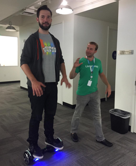 Showing Alexis Ohanian How To Ride a PhunkeeDuck Hoverboard