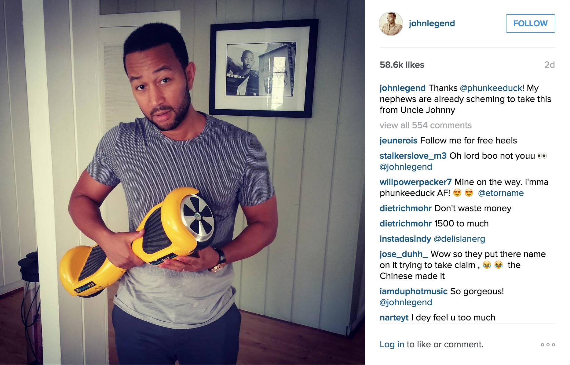 John Legend Promoting PhunkeeDuck On Instagram