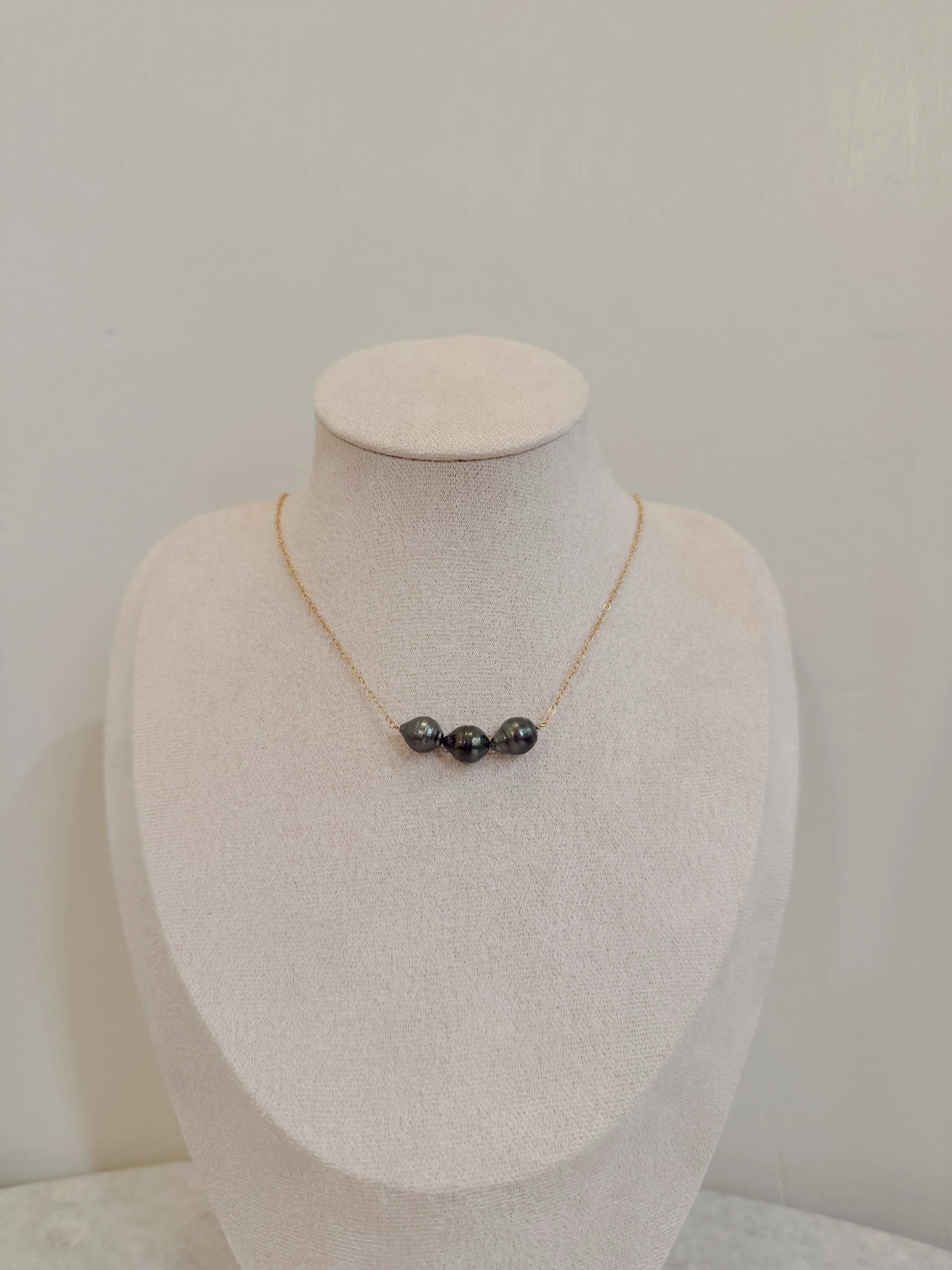 Triple Tahitian Pearl Bar Necklace