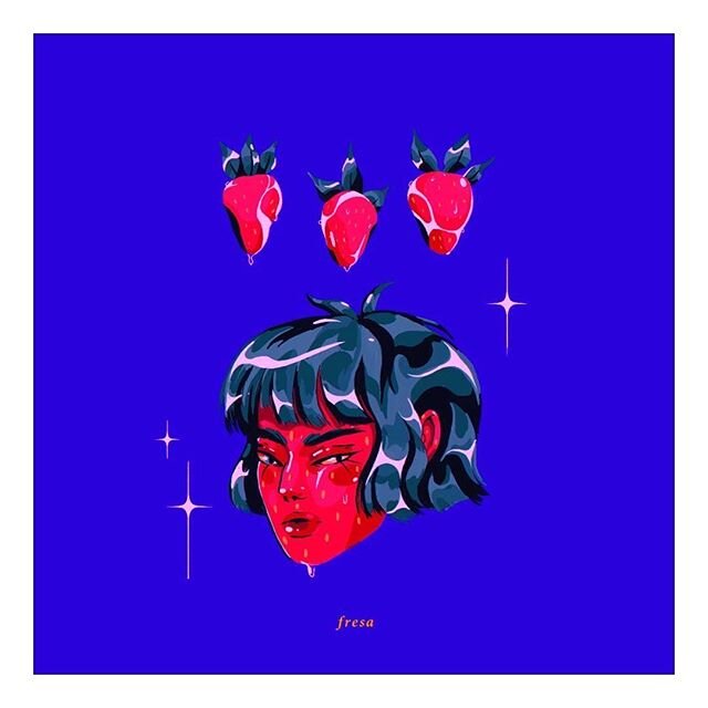 Fake album cover art for my fake bedroom pop album called &ldquo;Fresa&rdquo; 🍓