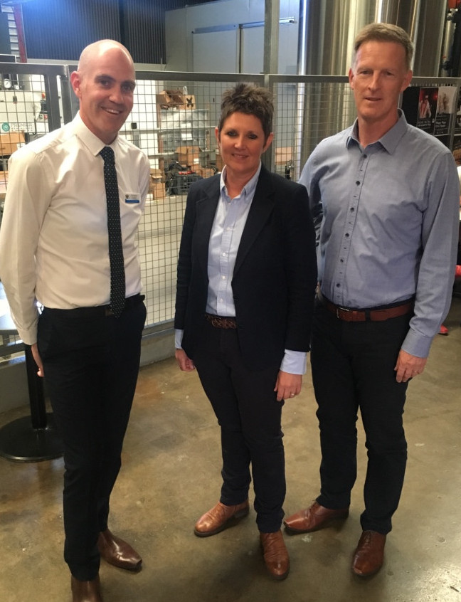 Councillor Tim Koschel, Wagga Rail Trail Chair Lisa Glastonbury and Gears n Beers Festival Chair, Phil McIntosh at the launch .