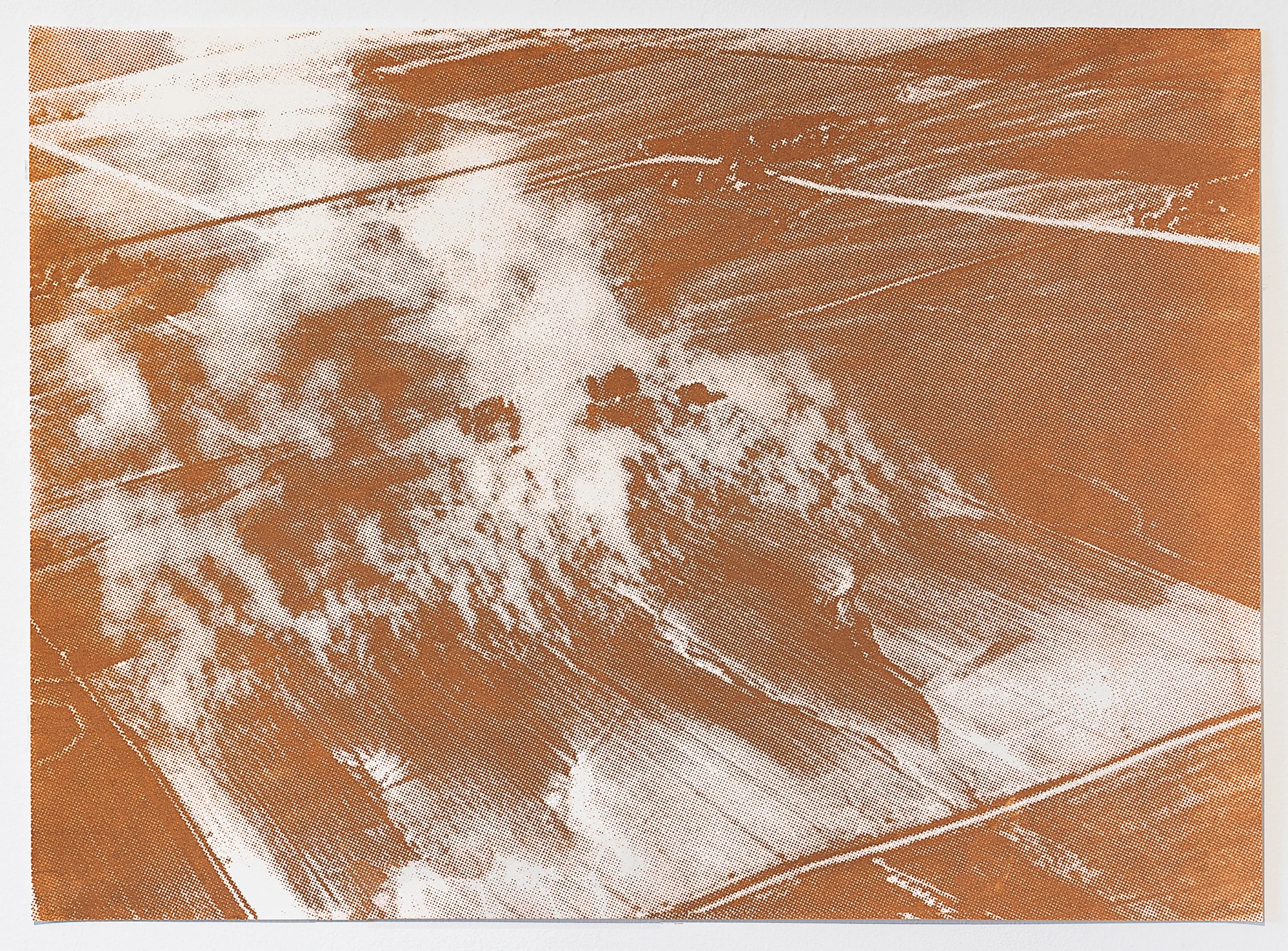   Fields After Plowing, Powers, CO 1960s , 2024 Screen print made with dust collected around Powers, CO 16×20in 