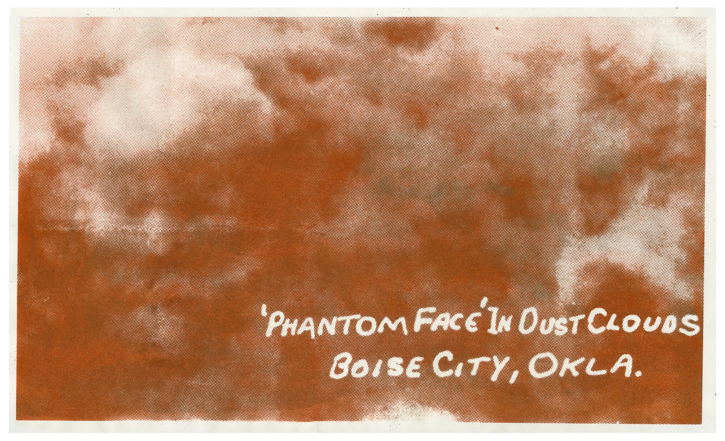  ‘ Phantom Face’, Boise City, OK 1935,  2024 Screenprint made with dust collected near Boise City, OK 11×18in. 