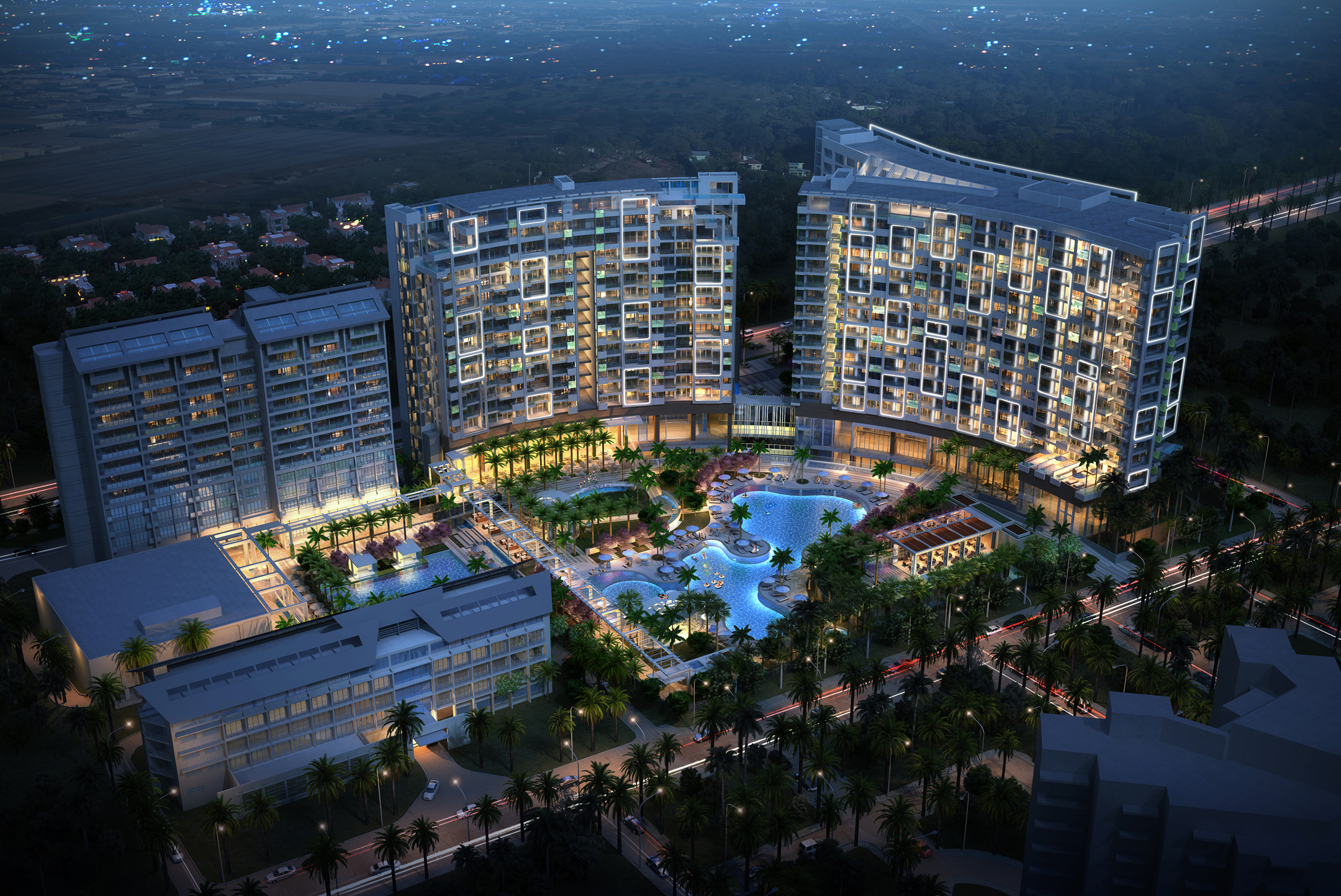 Site Aerial Night View