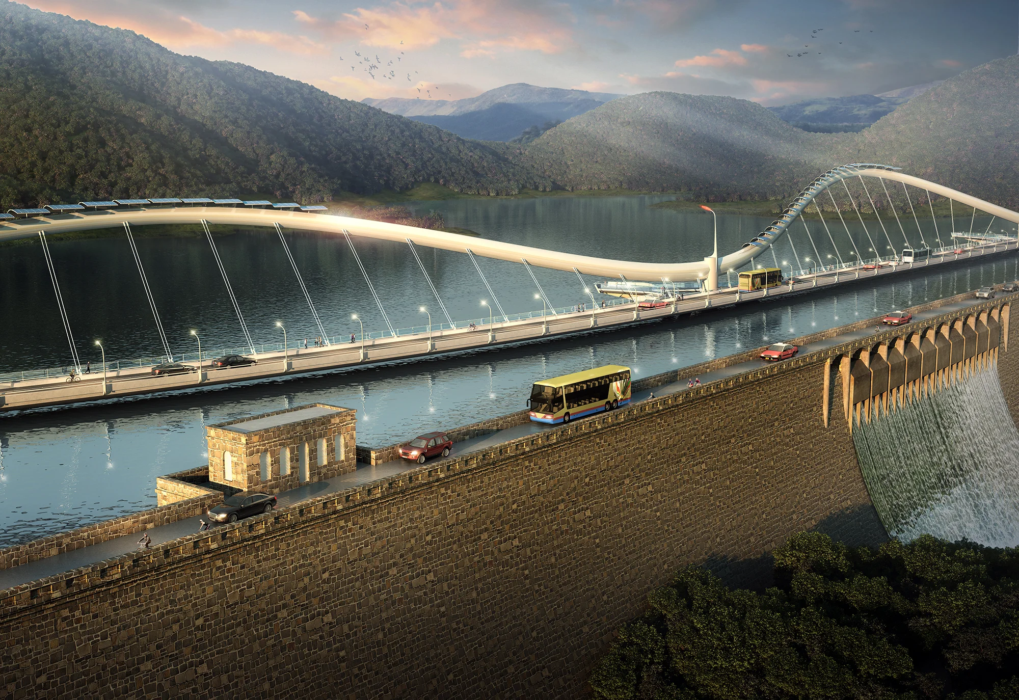 Existing Dam With the New Bridge