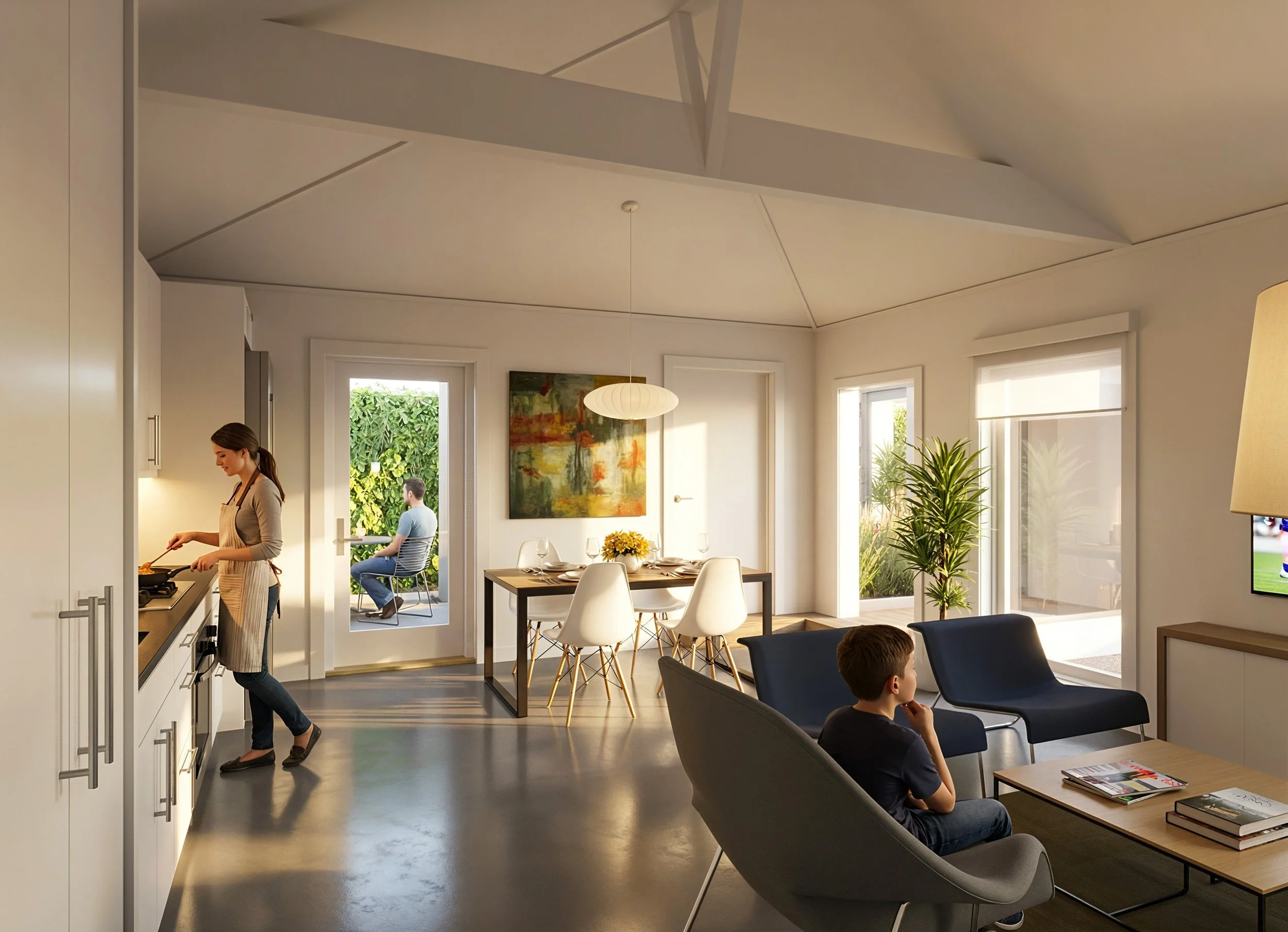 Living, Dining & Kitchen View