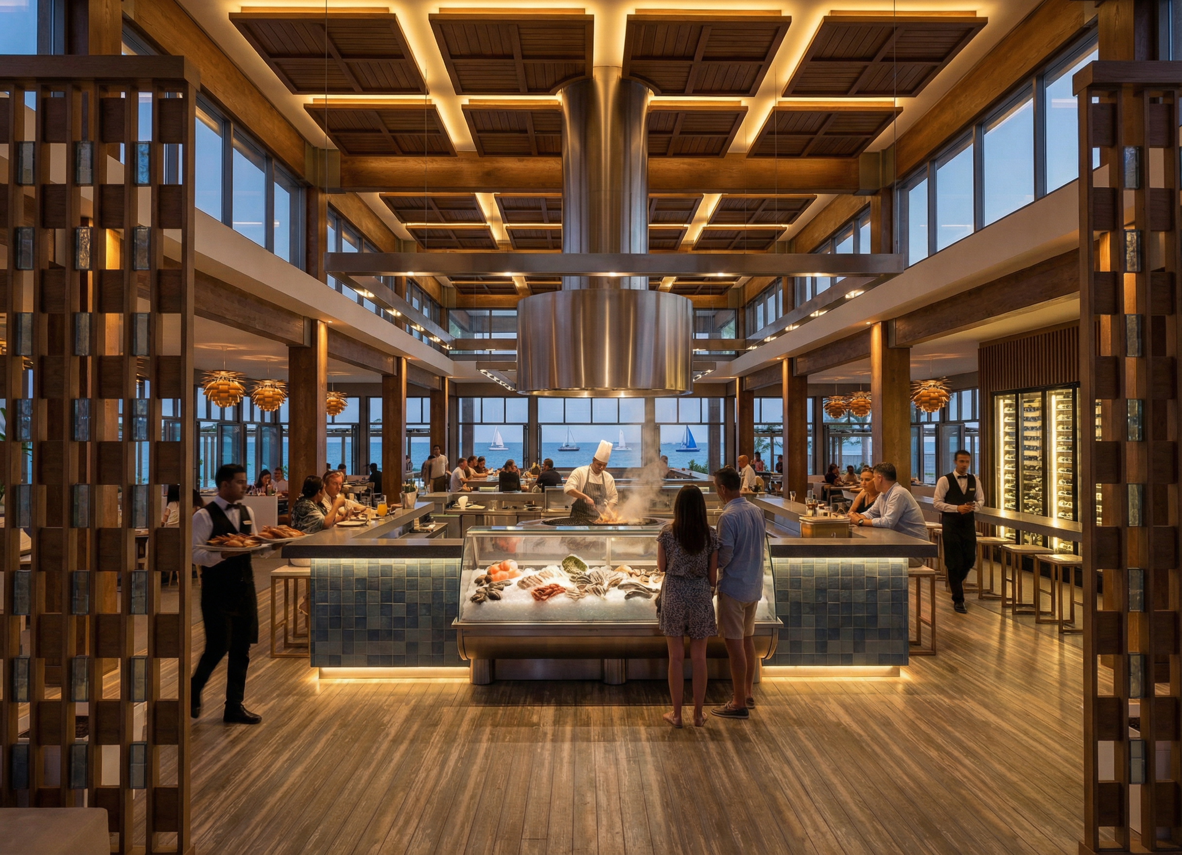 Beach Restaurant Seafood Display Cooking