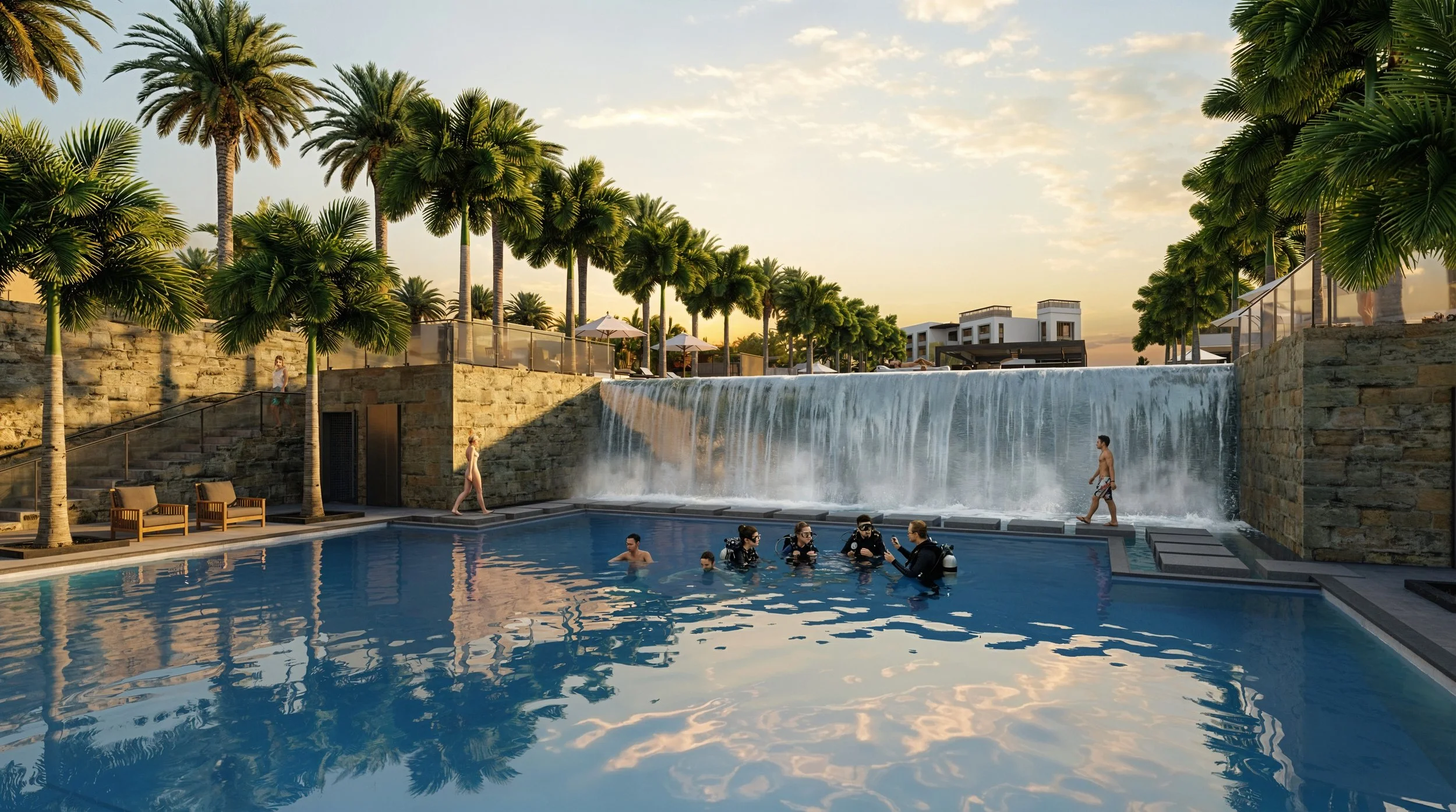 Dive Instruction Pool View of the Waterfall