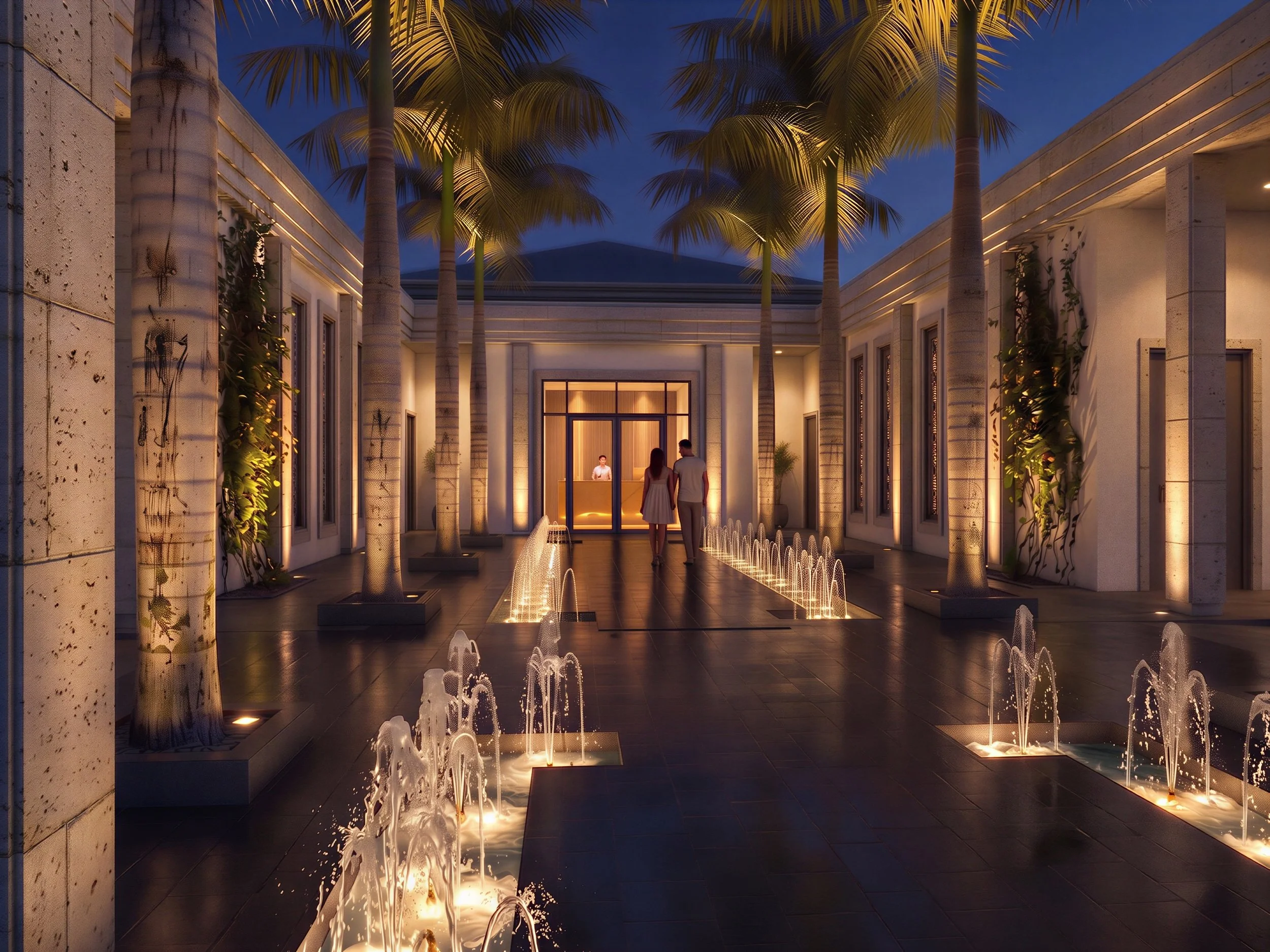 Spa Courtyard Night View
