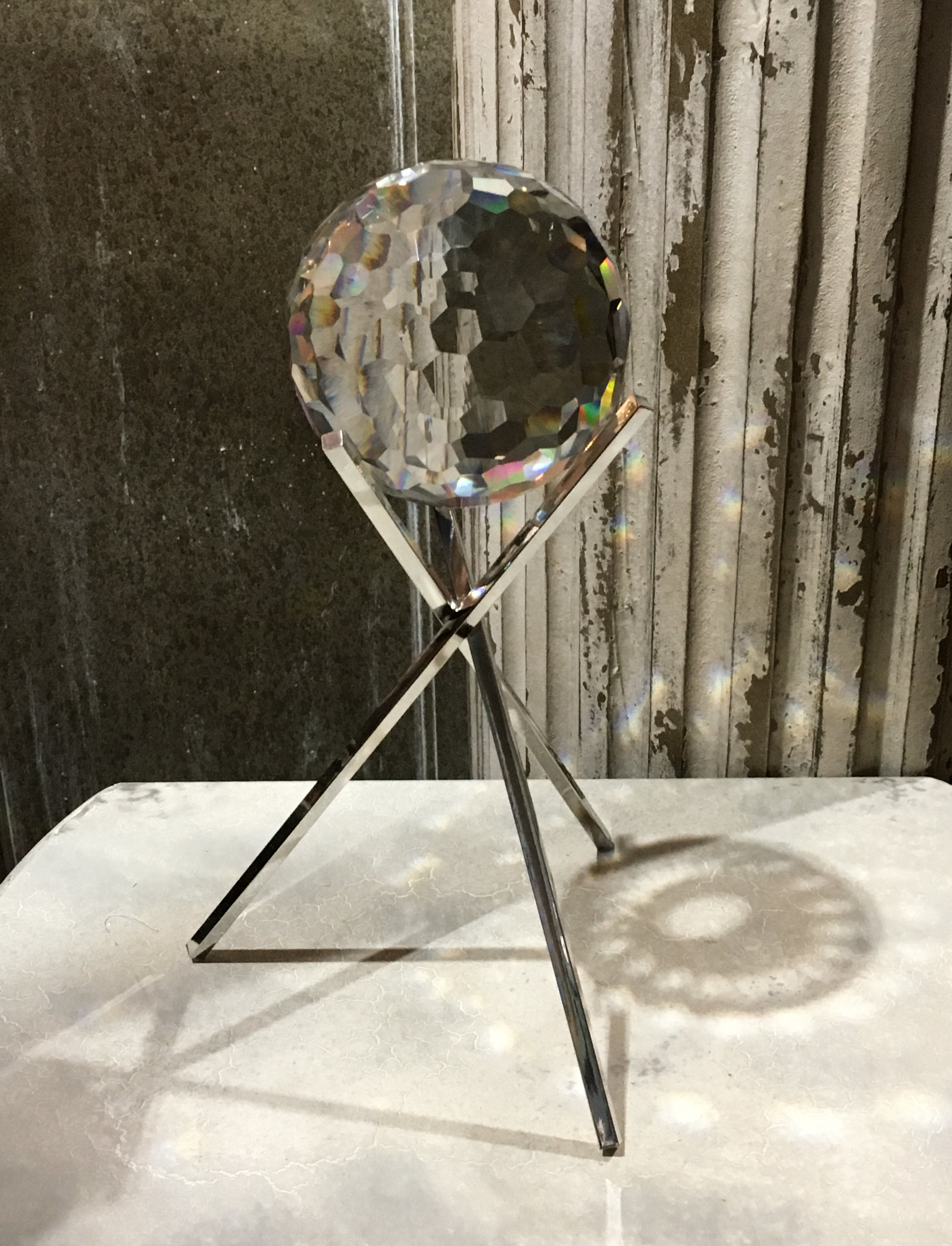 Cut glass ball on stand.JPG