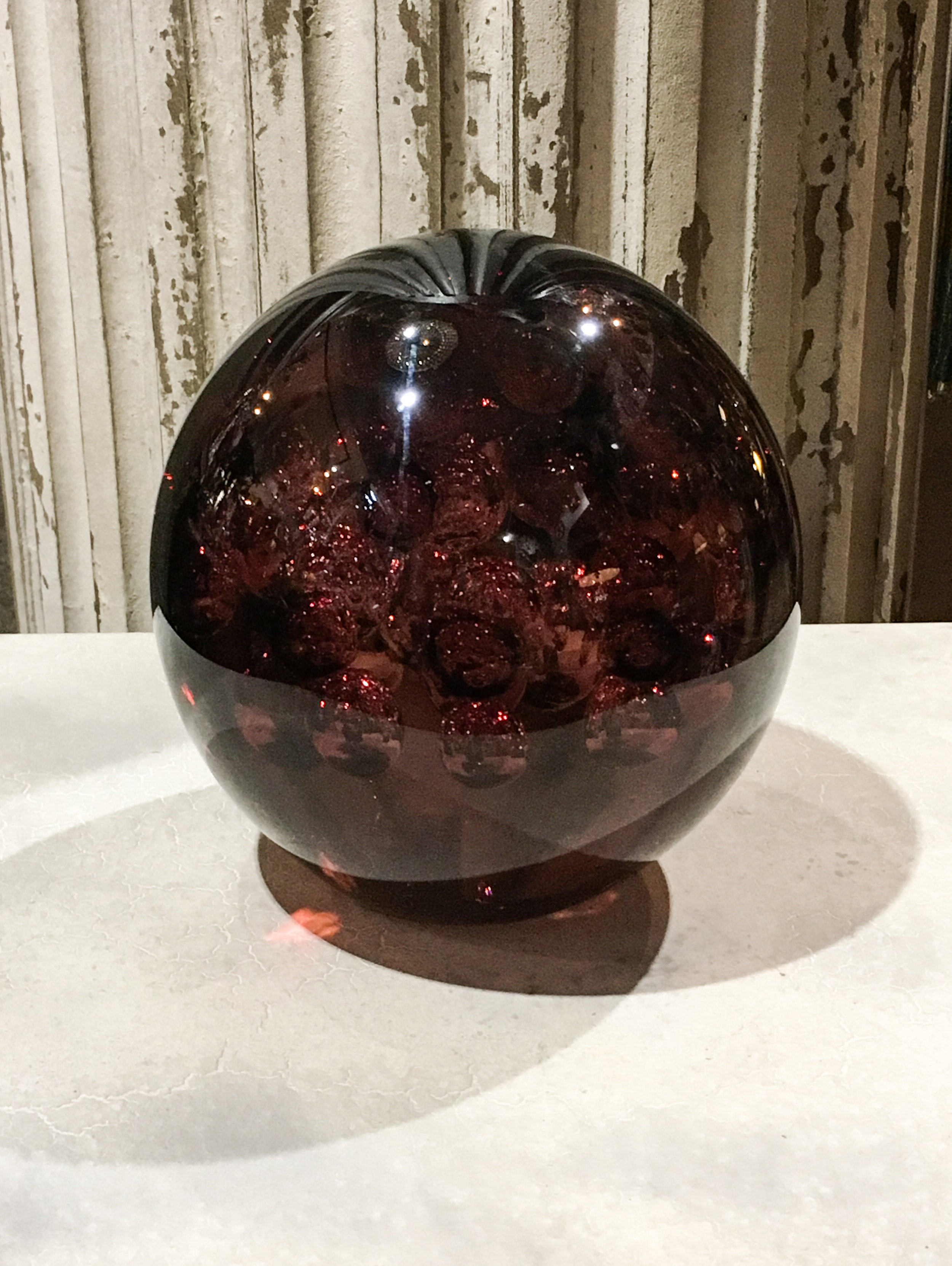 red glass door stop ball.JPG