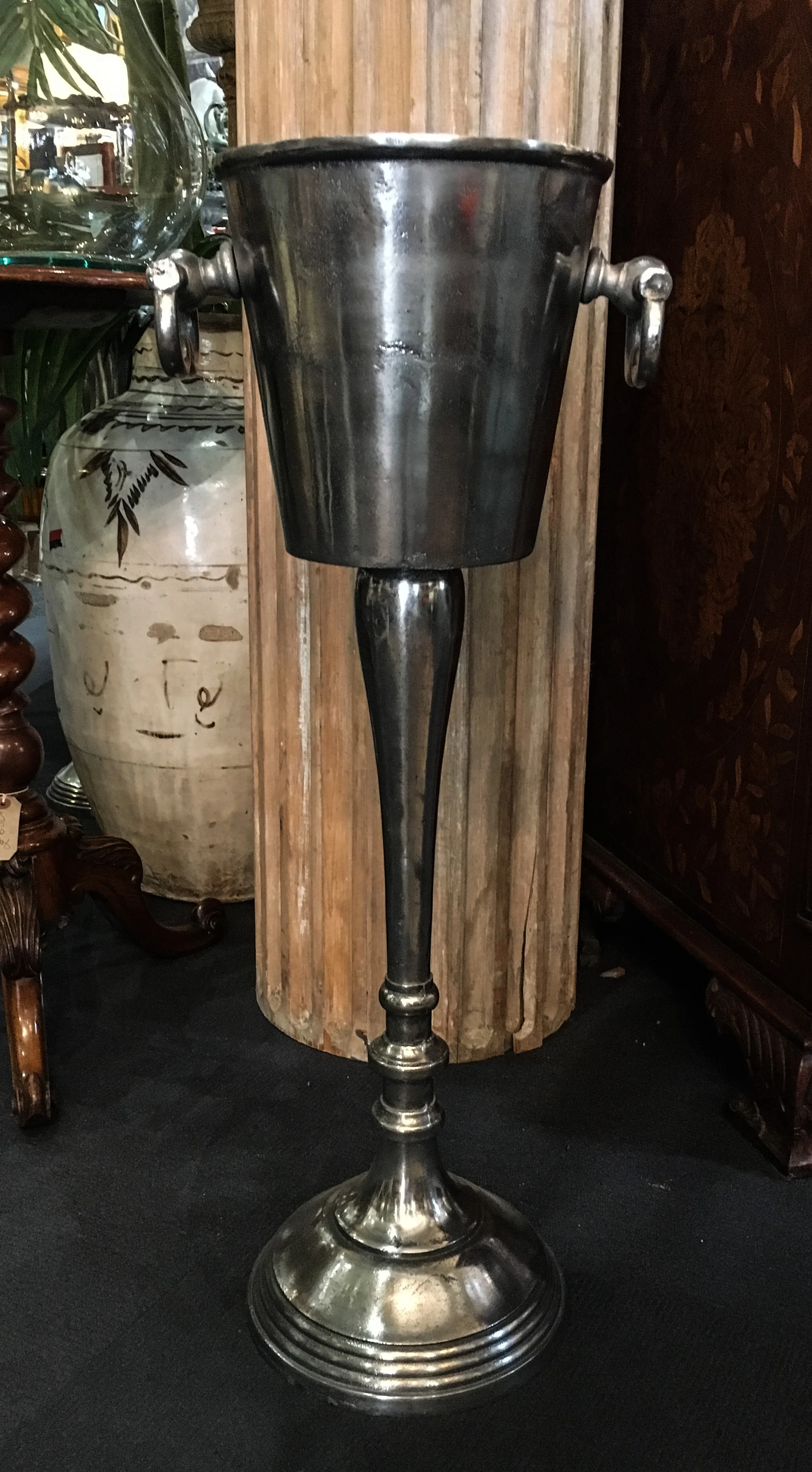polished metal champagne bucket with pedistal.jpg