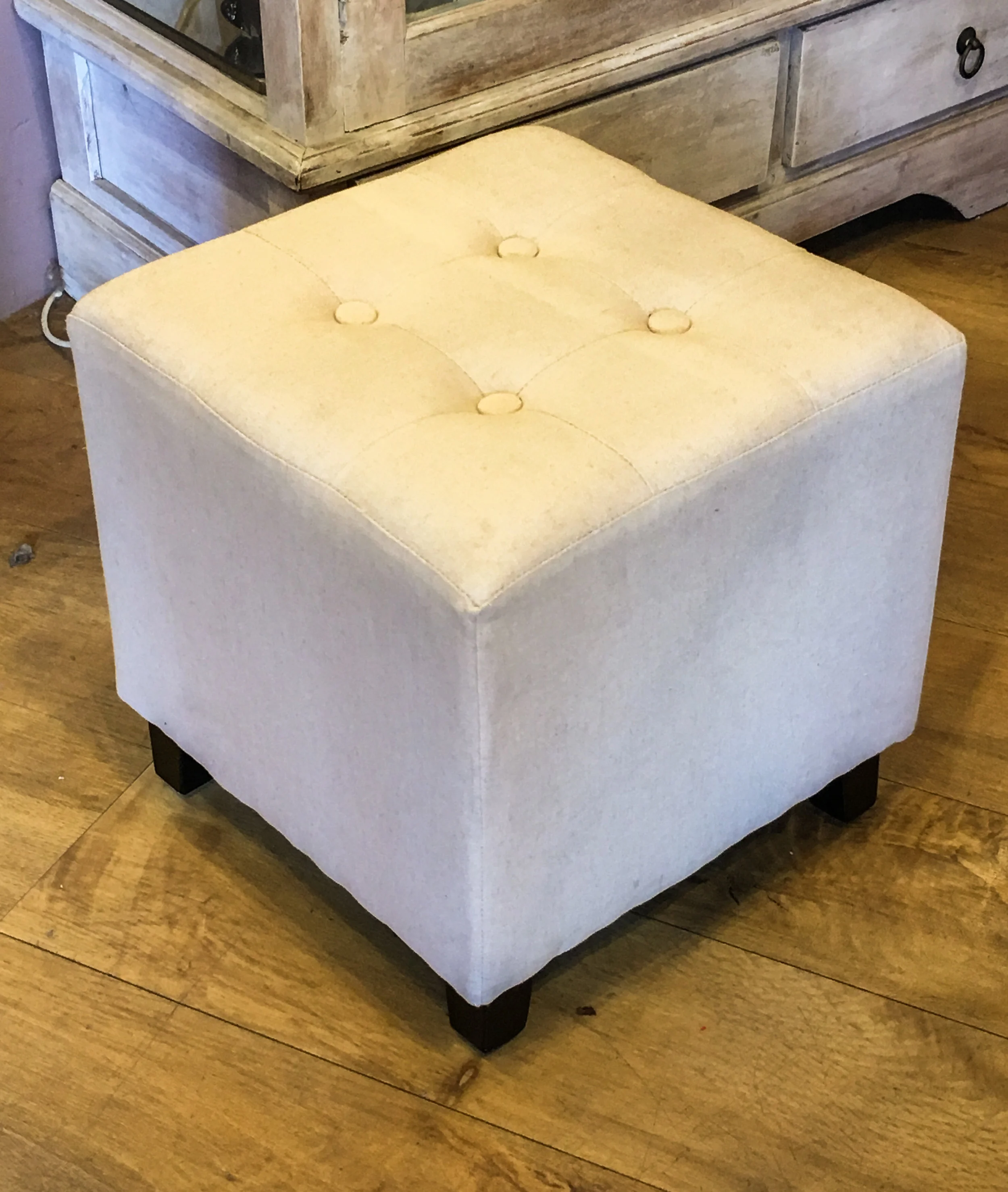 Cream linen stool