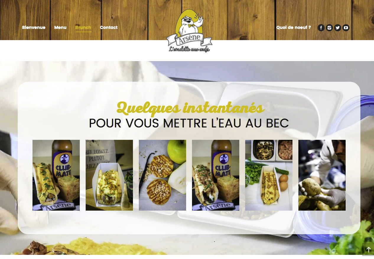 ARSENE L'omelette aux oeufs "Chez Arsène, l’omelette se consomme à la main, sur une croustillante et délicieuse tuile de pain. Consultez nos recettes gourmandes ou composez vous-même votre omelette !" 142 rue Saint-Denis 75002 Paris