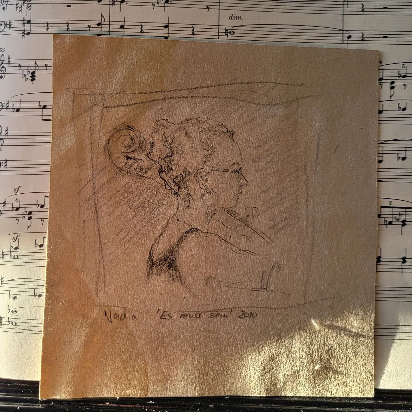 A souvenir from 2010. This slipped out from some music I clearly hadn't opened in 13 years (!). 21 years old and playing the cello during a summer chamber music course named &quot;Es Muss Sein&quot; after Beethoven. A serendipitous re-discovery when 