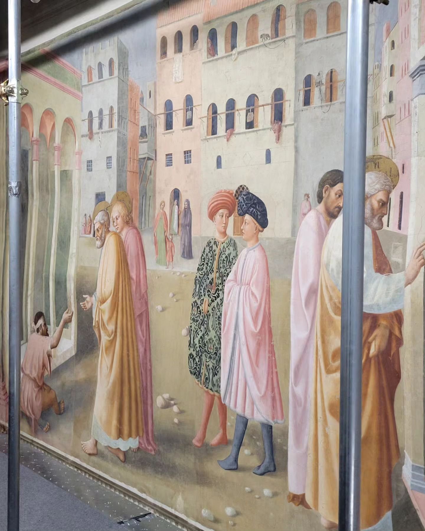 The rarest afternoon. 20 short minutes spent walking among 600-year old figures, standing at eye-level with the Brancacci Chapel frescoes, currently under restoration. Masolino and Masaccio, from 1427