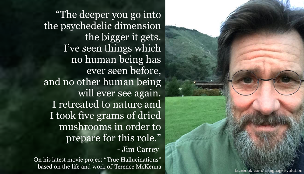 Carrey seems to be greatly affected by the late philosopher Terence McKenna, when asked about why he was inspired to do this project he claims: " Much of the problem of the modern dilemma is that direct experience has been discounted and in its place all kinds of belief systems have been erected."