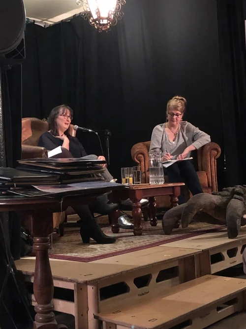 Jenny Savill sharing her agenting wisdom- with me taking notes and ignoring the giant claw by my feet. No prospective authors were eaten during the course of this salon.