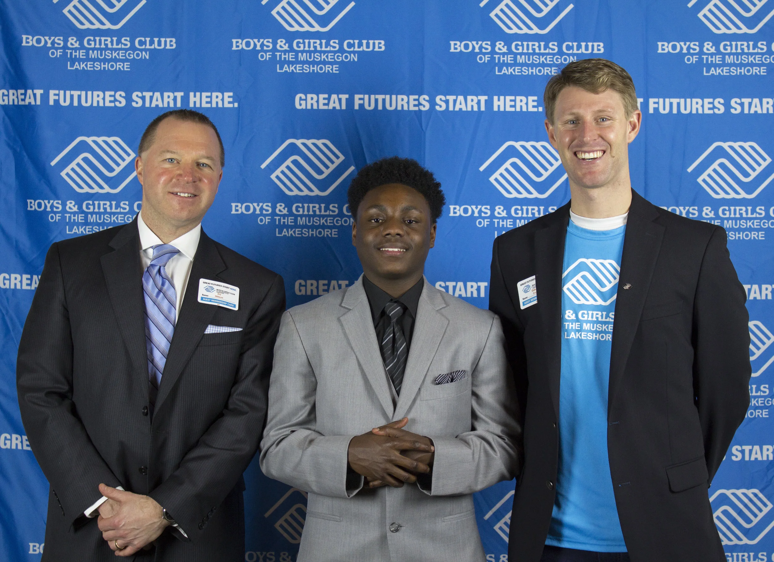 BGCML Board President and Muskegon County Prosecutor-DJ Hilson, 2017 YOY Winner-Antonio Thomas, and BGCML CPO-Dakota Crow