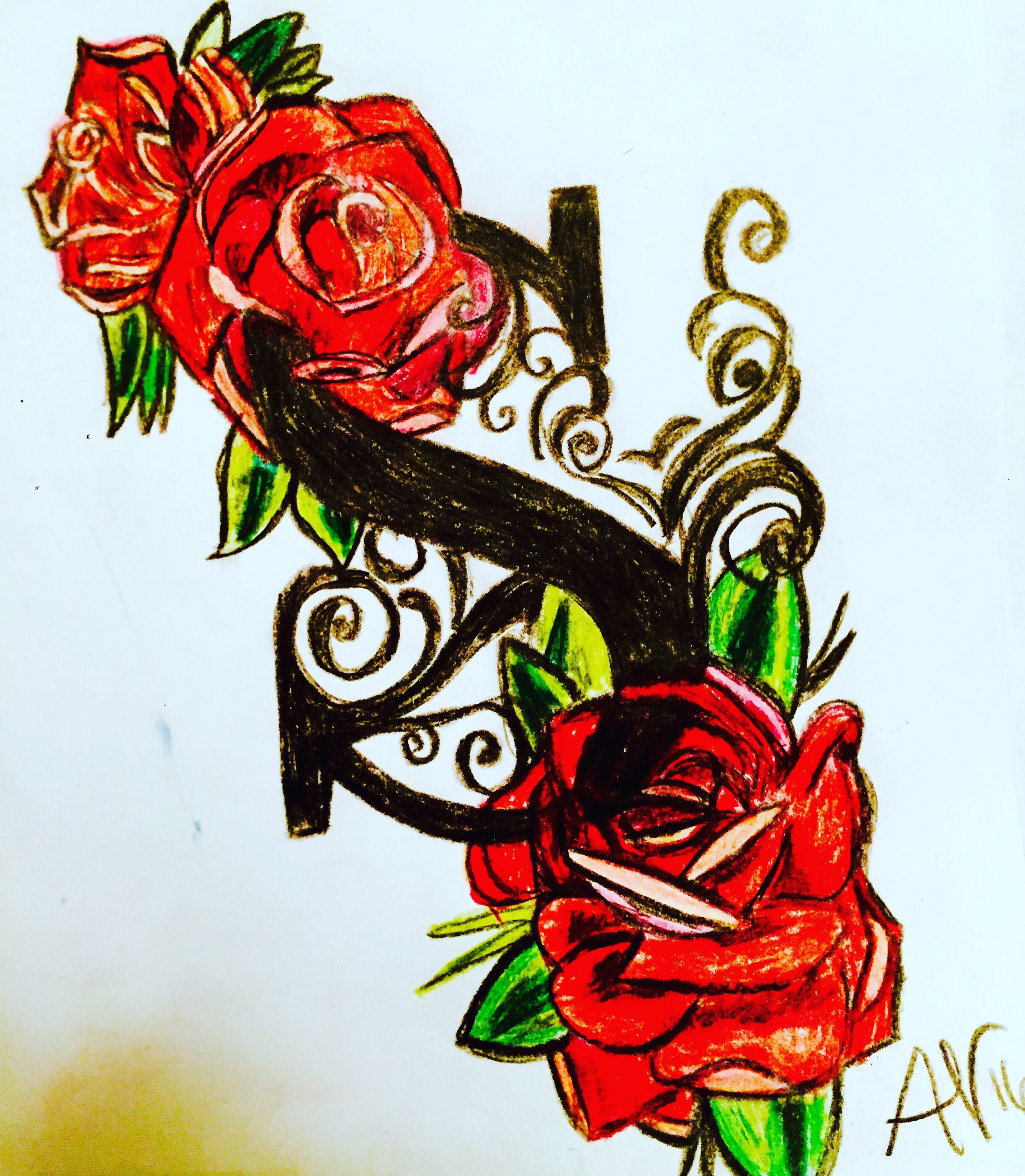 "S" Monogram with Red Roses