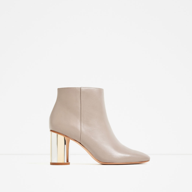 LEATHER ANKLE BOOTS WITH METAL HEEL