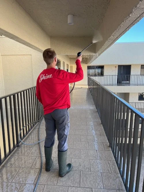 Pressure washing walkways
