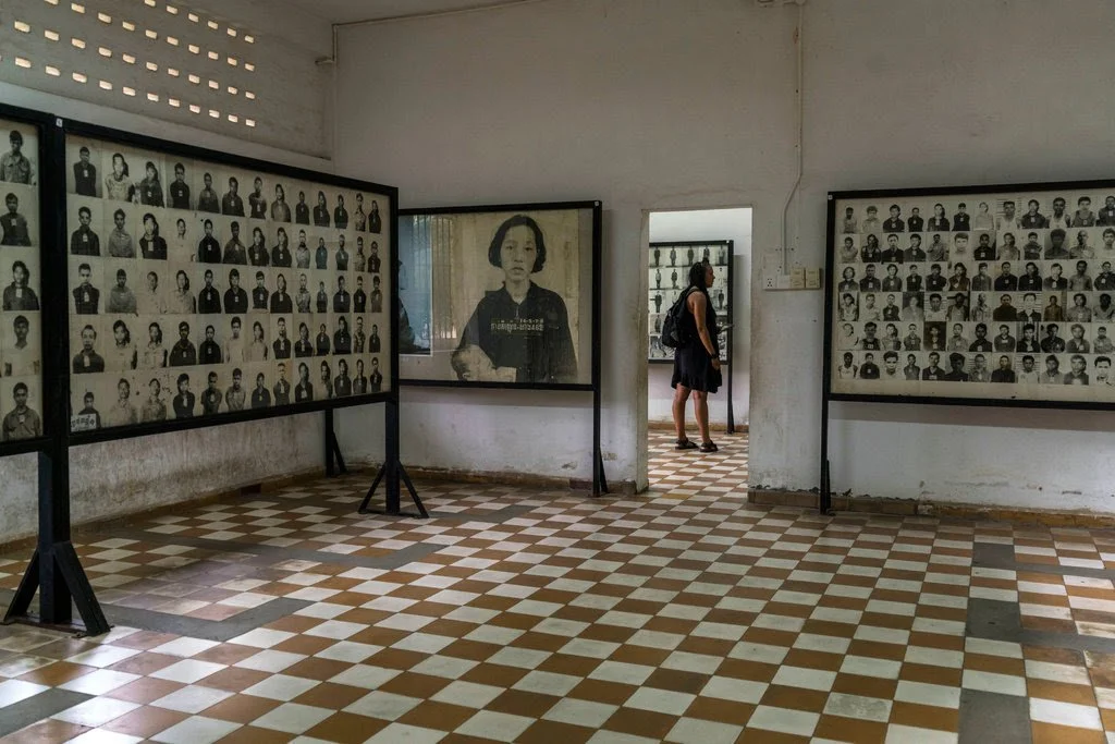 Photographs of victims of the Khmer Rouge at the Tuol Sleng Genocide Museum