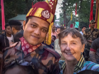 Selfie with Bangladeshi border soldier.