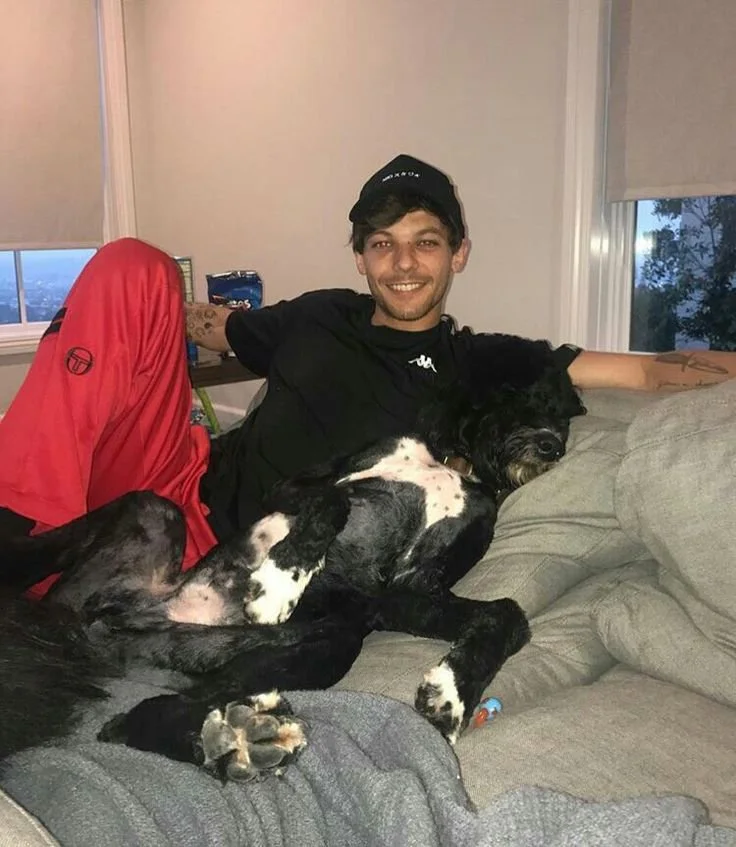 Louis Tomlinson in Gosha Rubchinskiy x Sergio Tacchini and Gosha Rubchinskiy x Kappa.