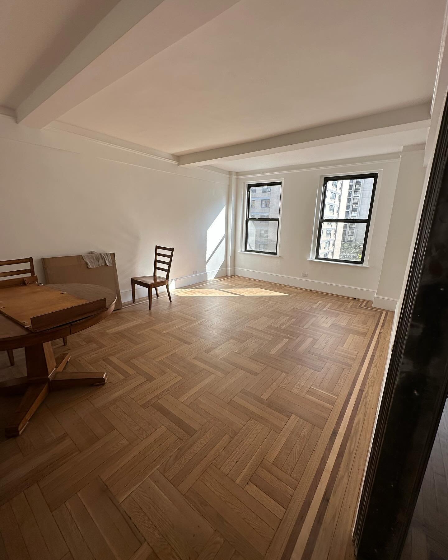 This project took a second, but it came out great in the end - owners made some cool choices with the old school metal door frames and the hardwood floors&mdash;  #uws #nycconstruction #renovation #kitchendesign #bathroomdesign #marbletiles #floor #f