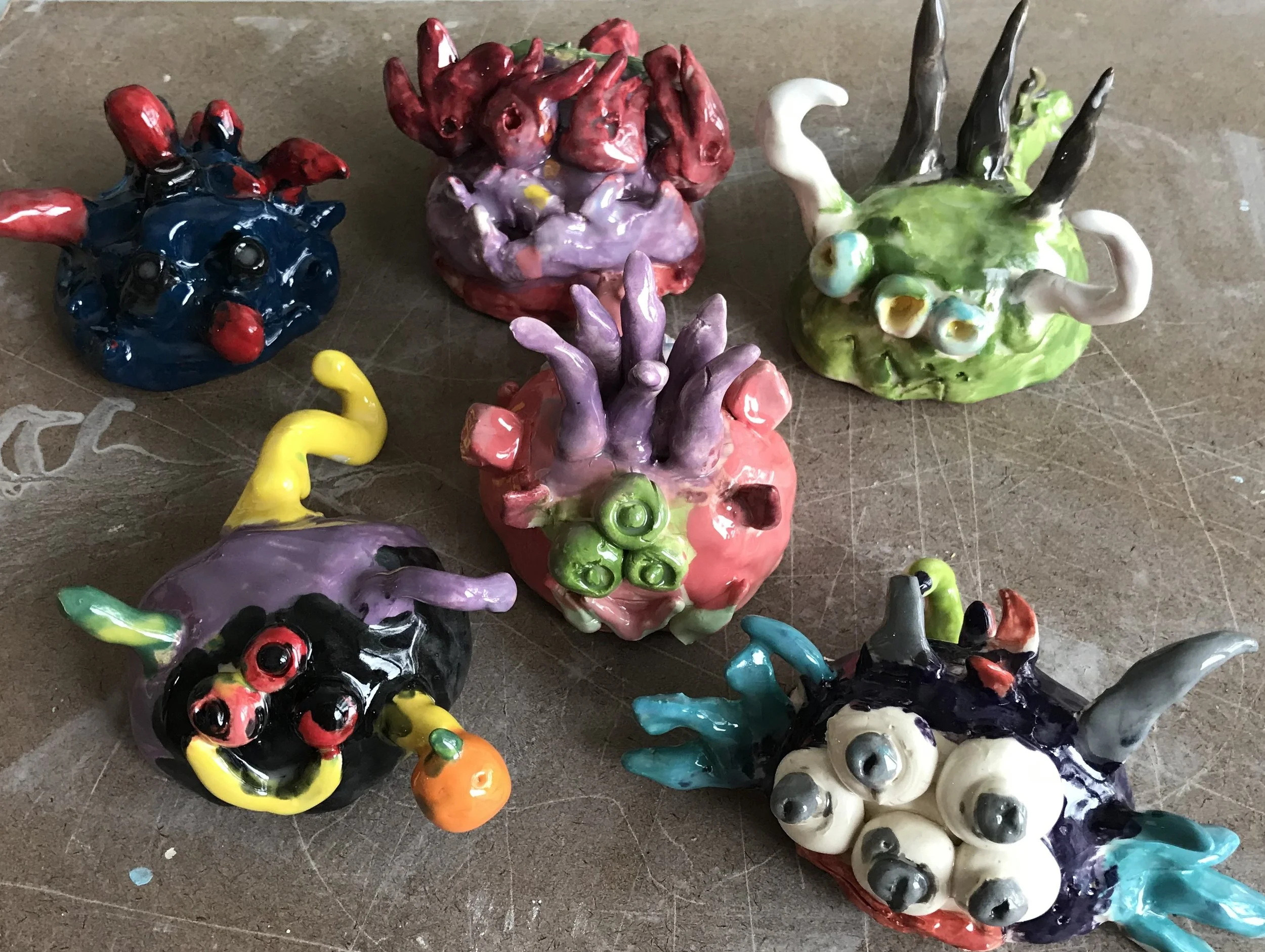 Pinch pot monsters ready to go home