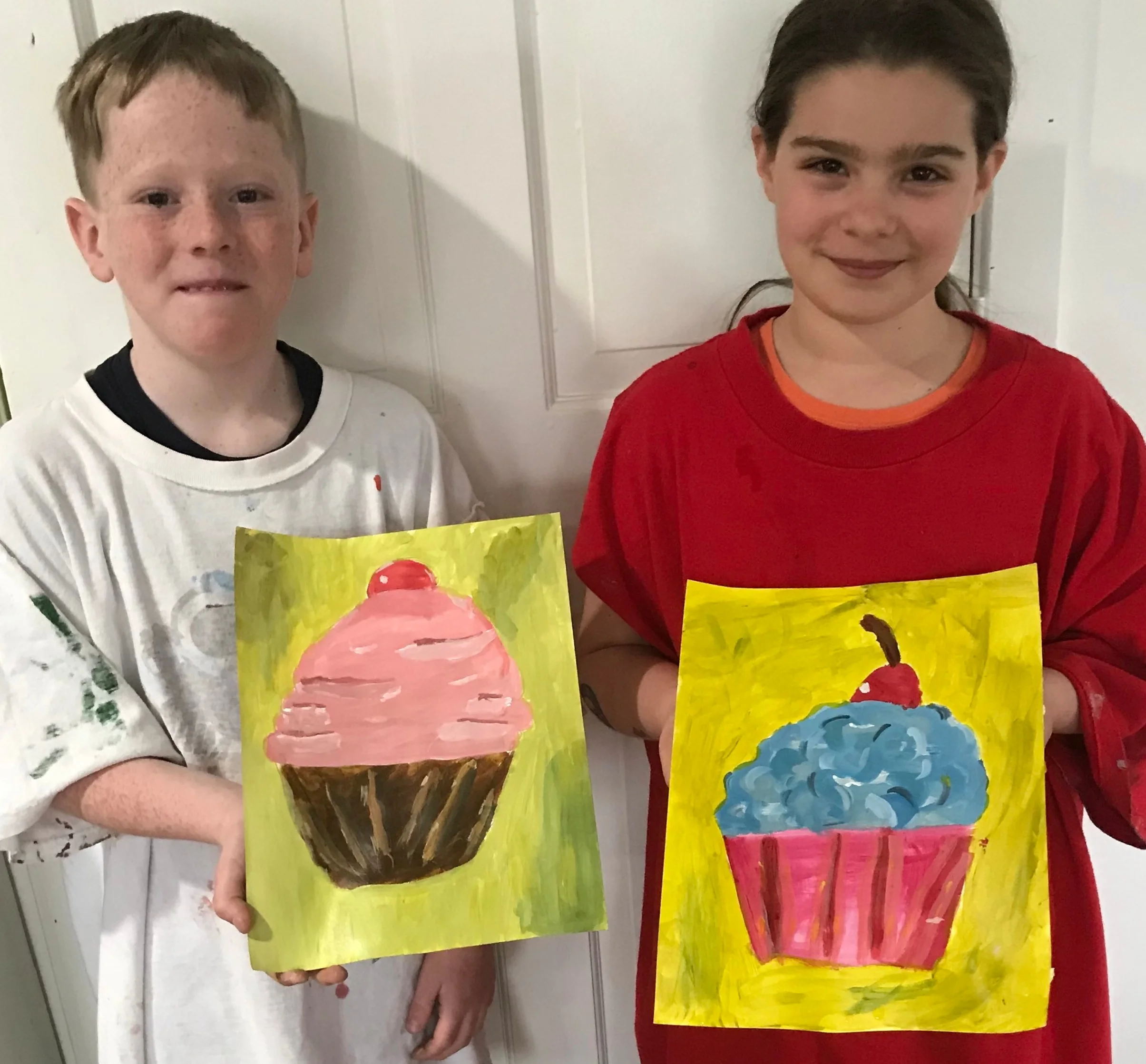 Acrylic Painted Cupcakes in Studio Art