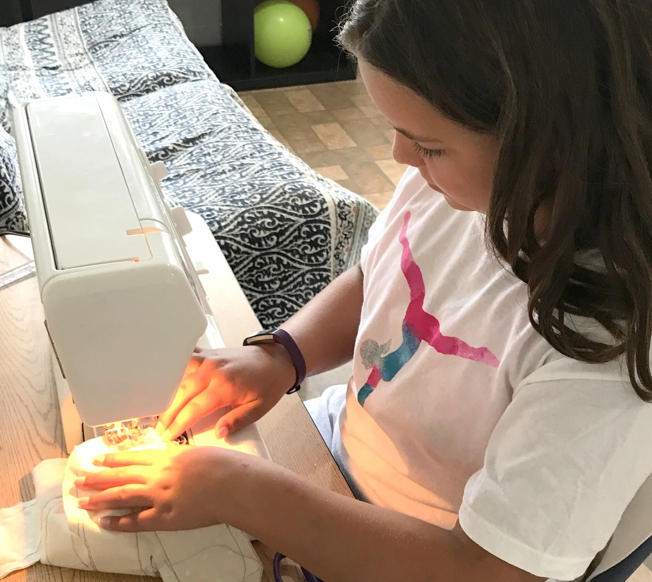 Learning to use the sewing machine