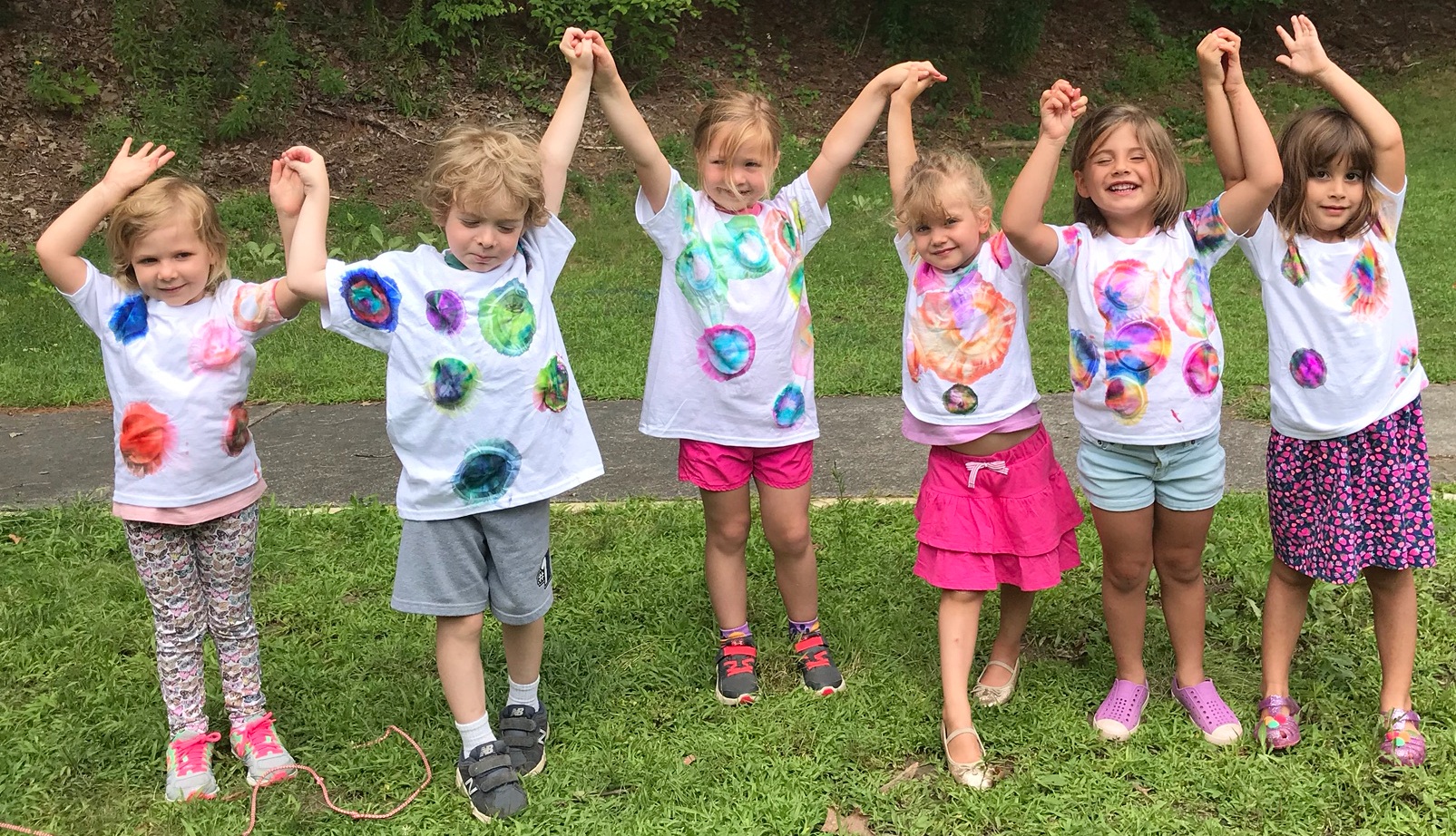 Showing off our Sharpie tie dyed tee shirts