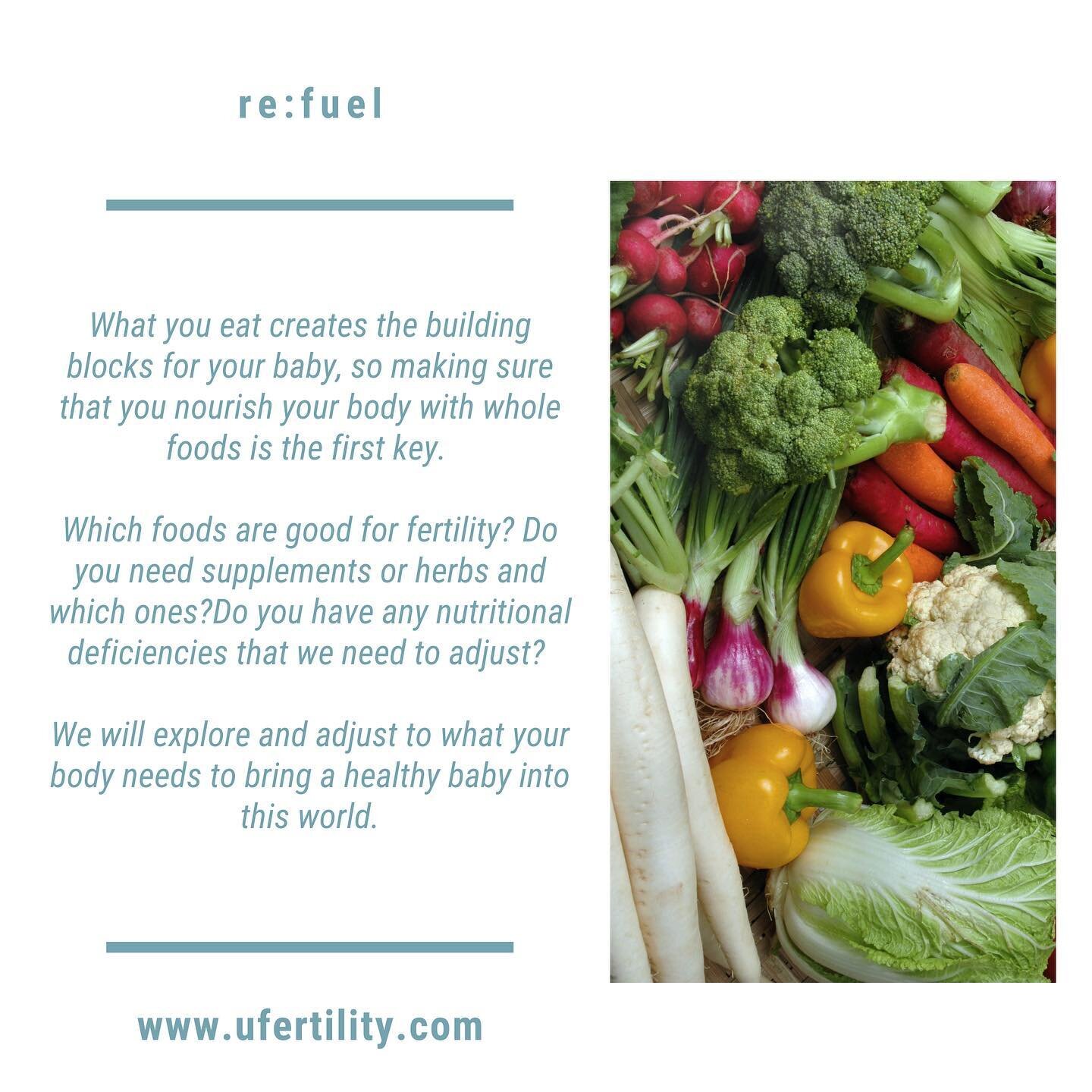 re:fuel your body with healthy foods to create the best possible environment for fertility and a healthy pregnancy.