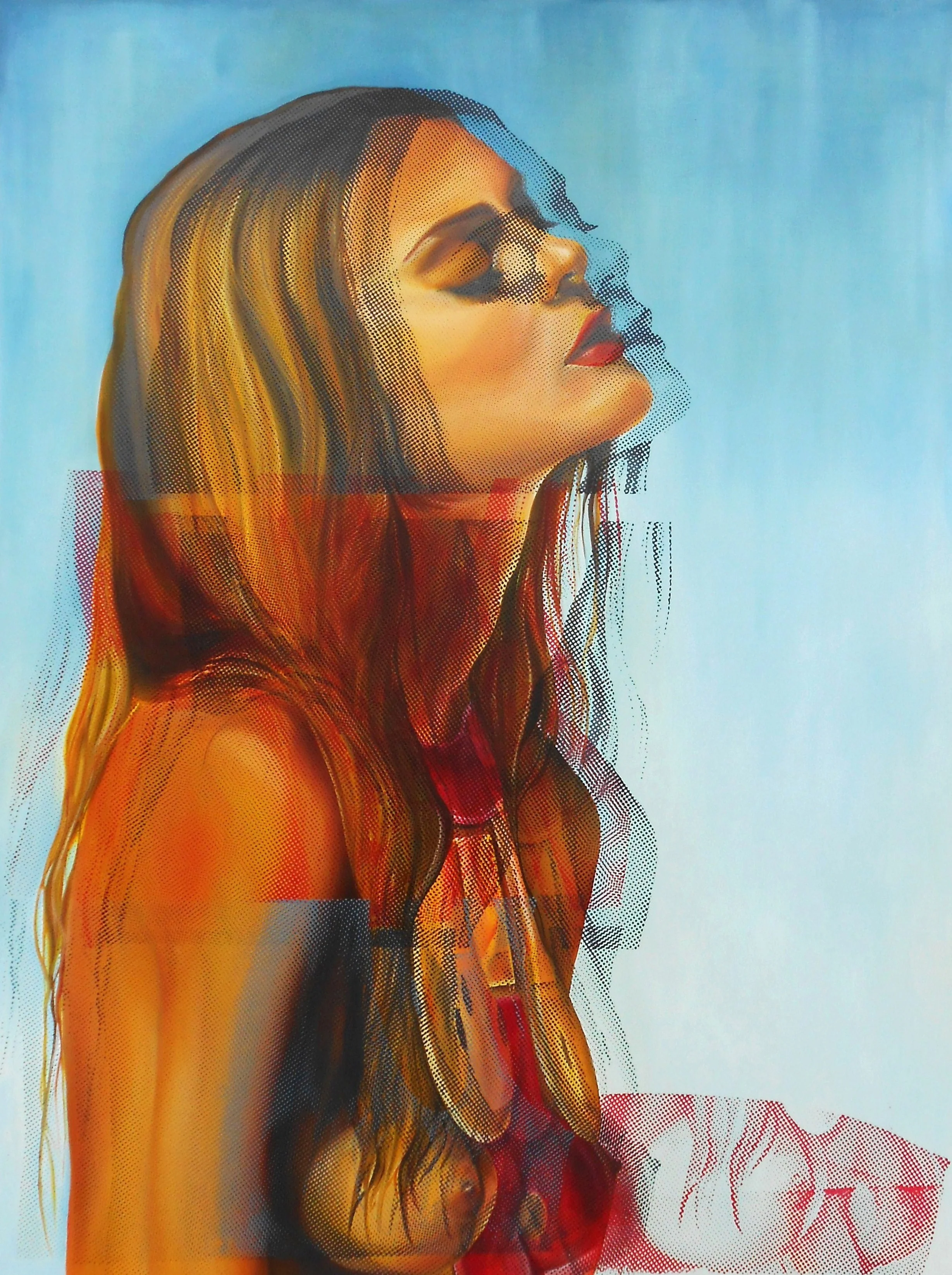 Metamorphosis of the Girl Next Door, oil and silk screen on canvas, 150 x 200cm. Prints.