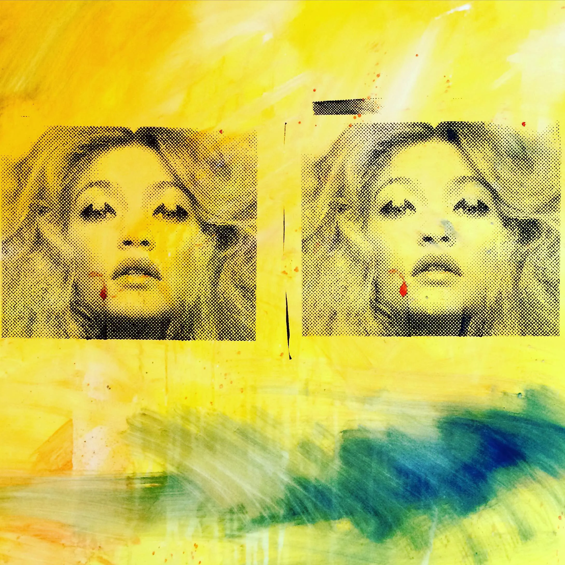 Gigi, oil and silk screen on canvas, 100 x 100 cm