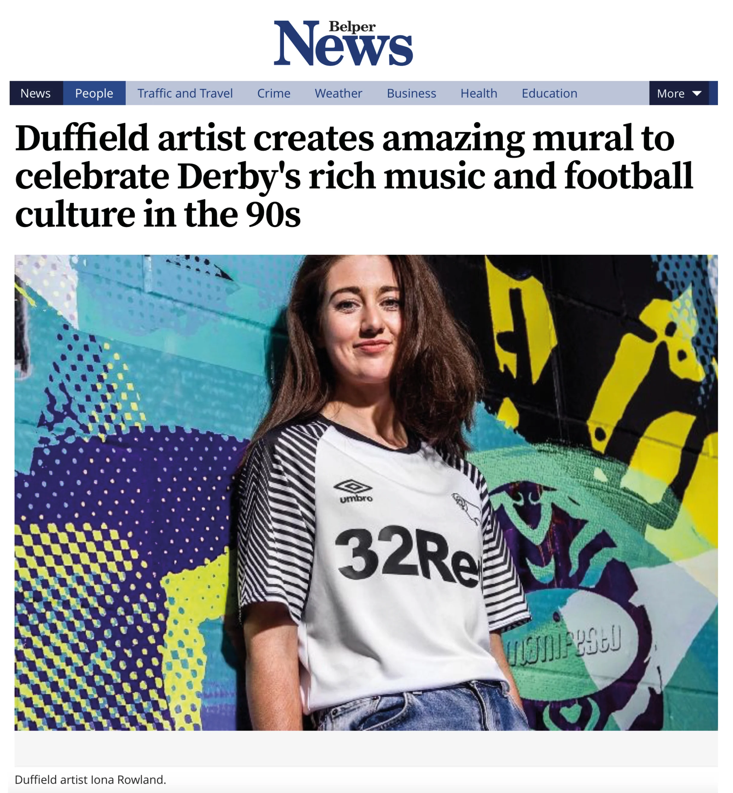Belper News: Duffield artist creates amazing mural to celebrate Derby's rich music and football culture in the 90s