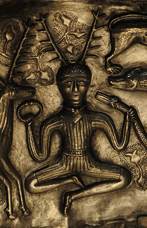 Horned god Cernunnos from a 3rd century BCE cauldron