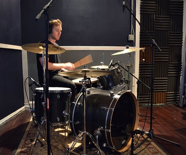 Late night drum tracks in Studio B
