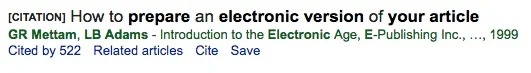 Screenshot from Google Scholar for "How to prepare an electronic version of your article."