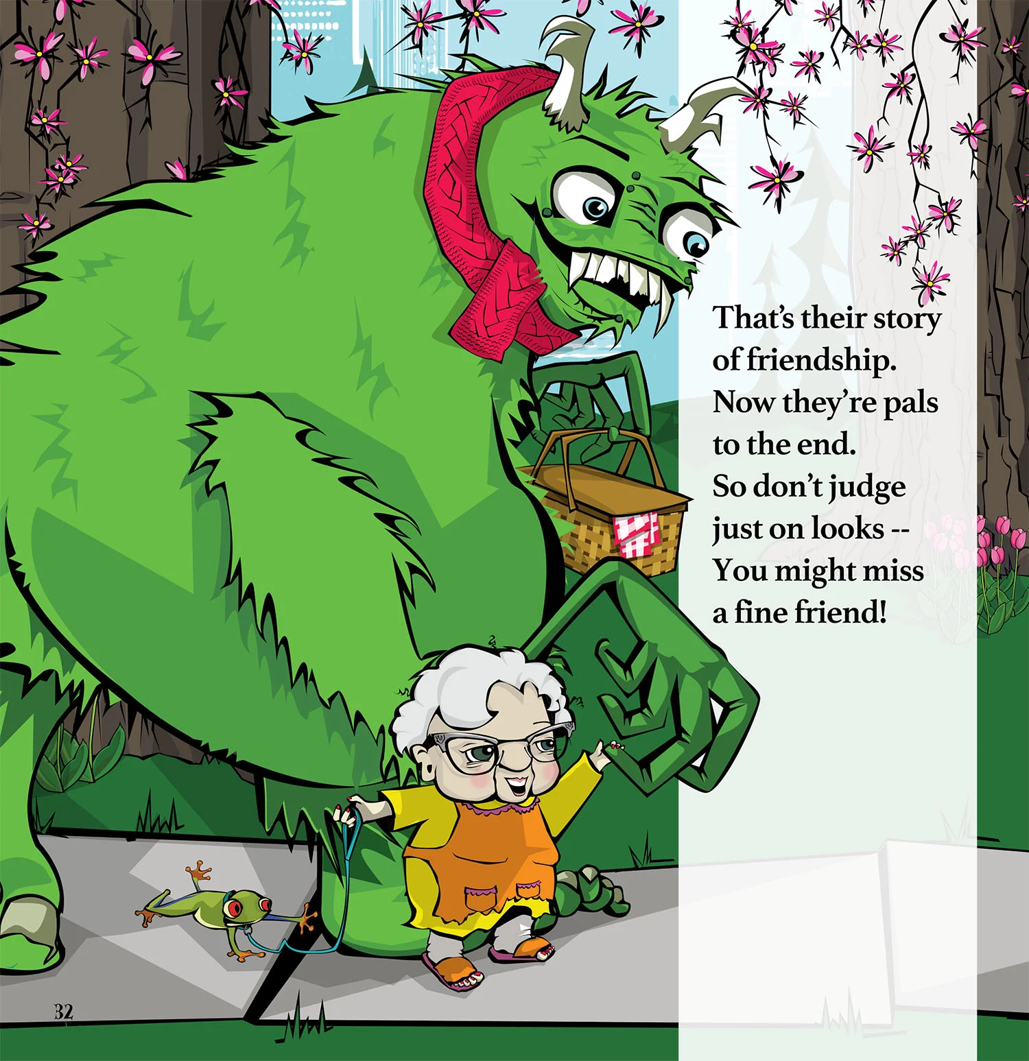 "There Was An Old Lady Who Met A Monster" • Childrens Book Digital Illustration