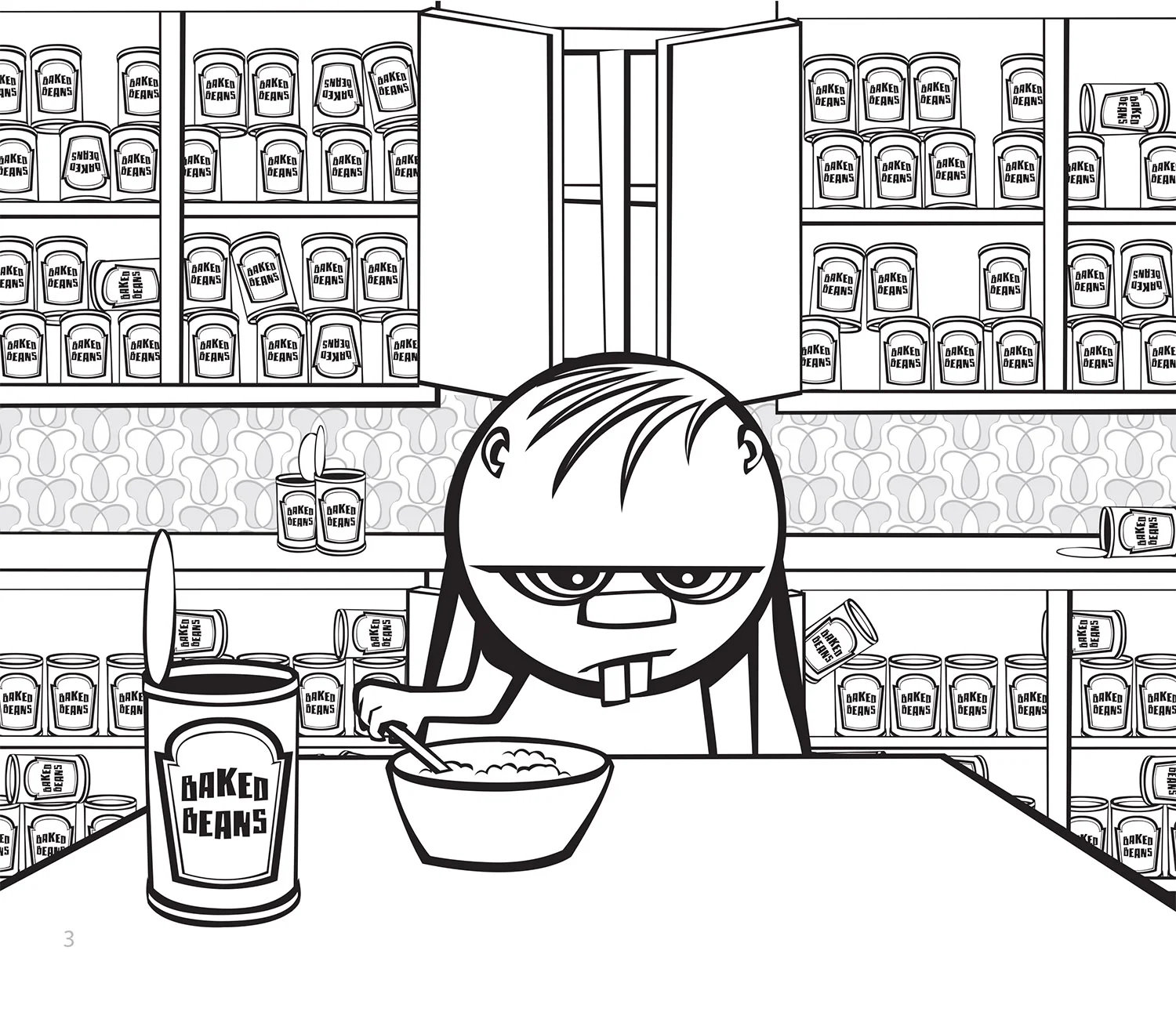 "The Lazy Baked Bean Beaver" • digital illustration • childrens book page 3 • 2008