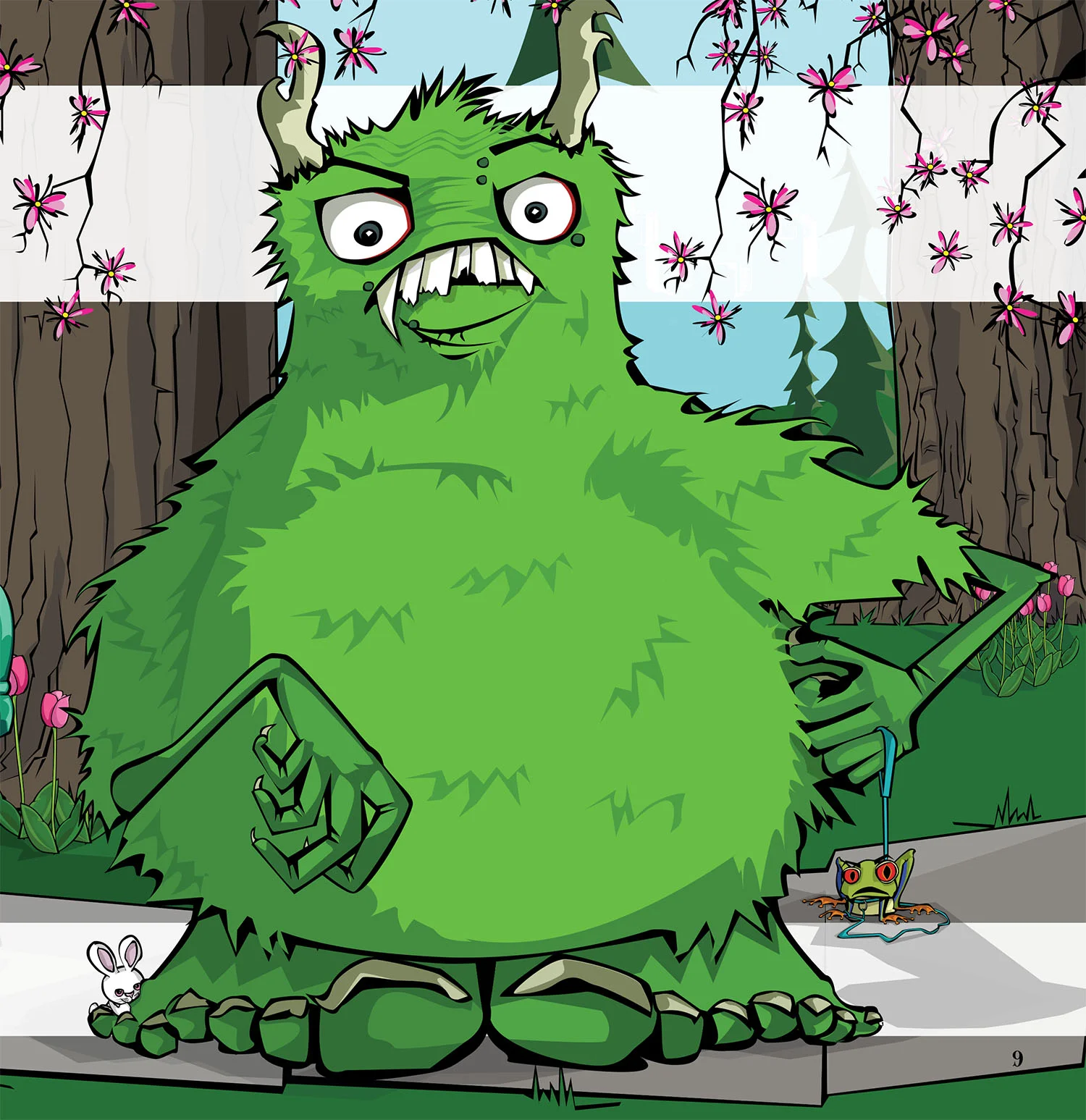 "There Was An Old Lady Who Met A Monster" • digital illustration • childrens book page 9 • 2015