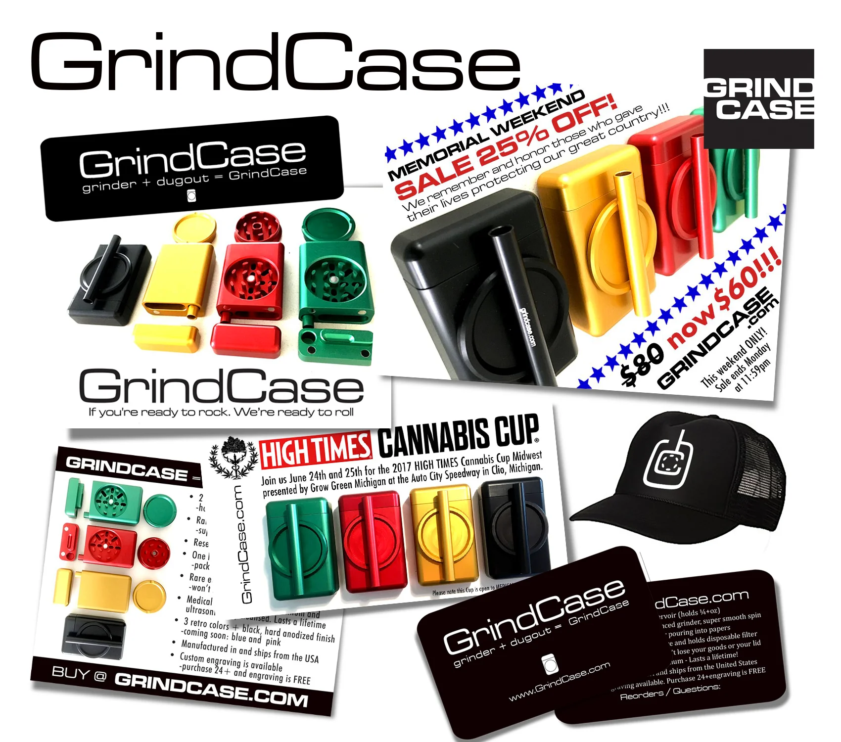 GrindCase • branding, logo, social, print collateral, merch designs & photo retouching • 2017