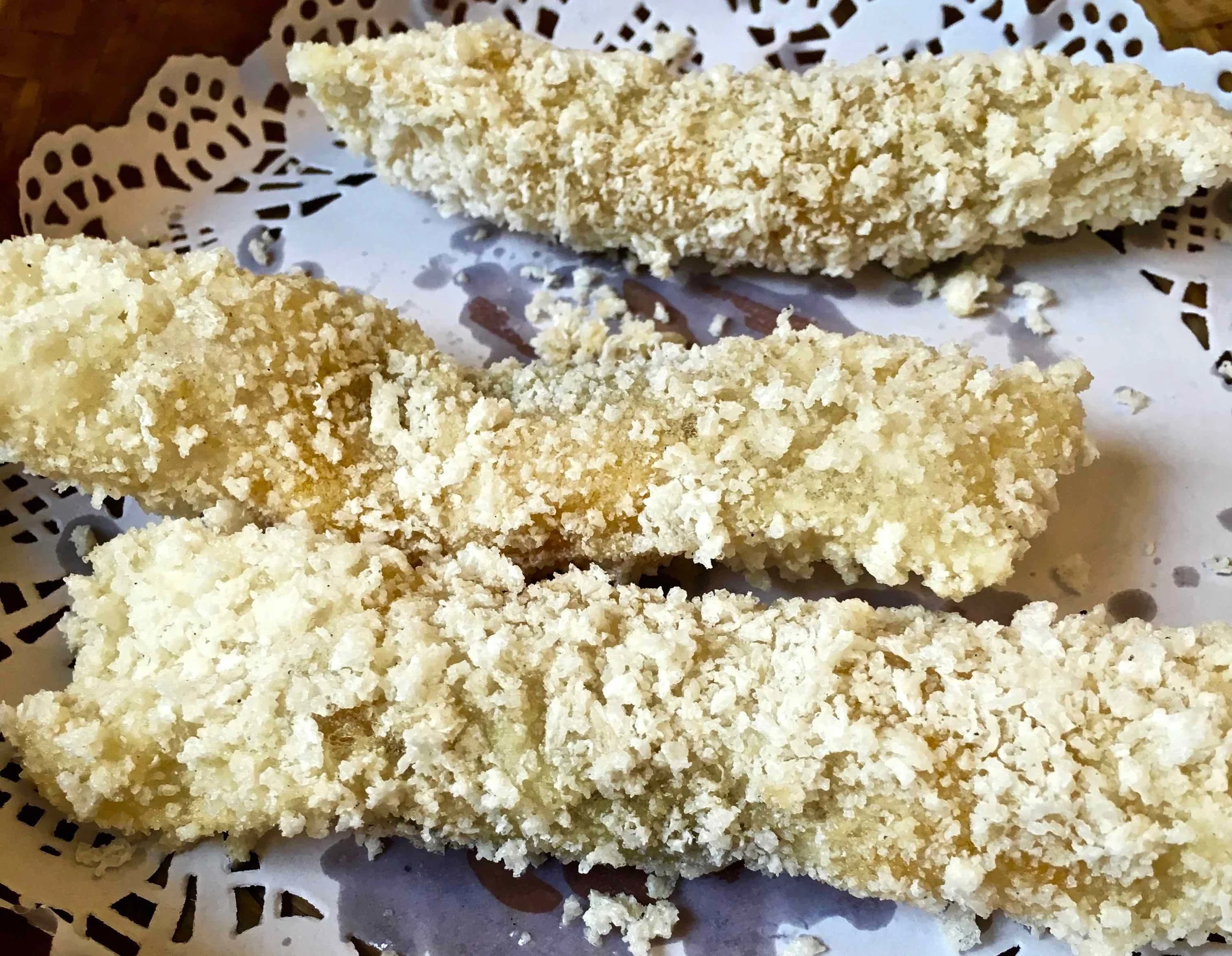deep fried sweet potato and red bean paste