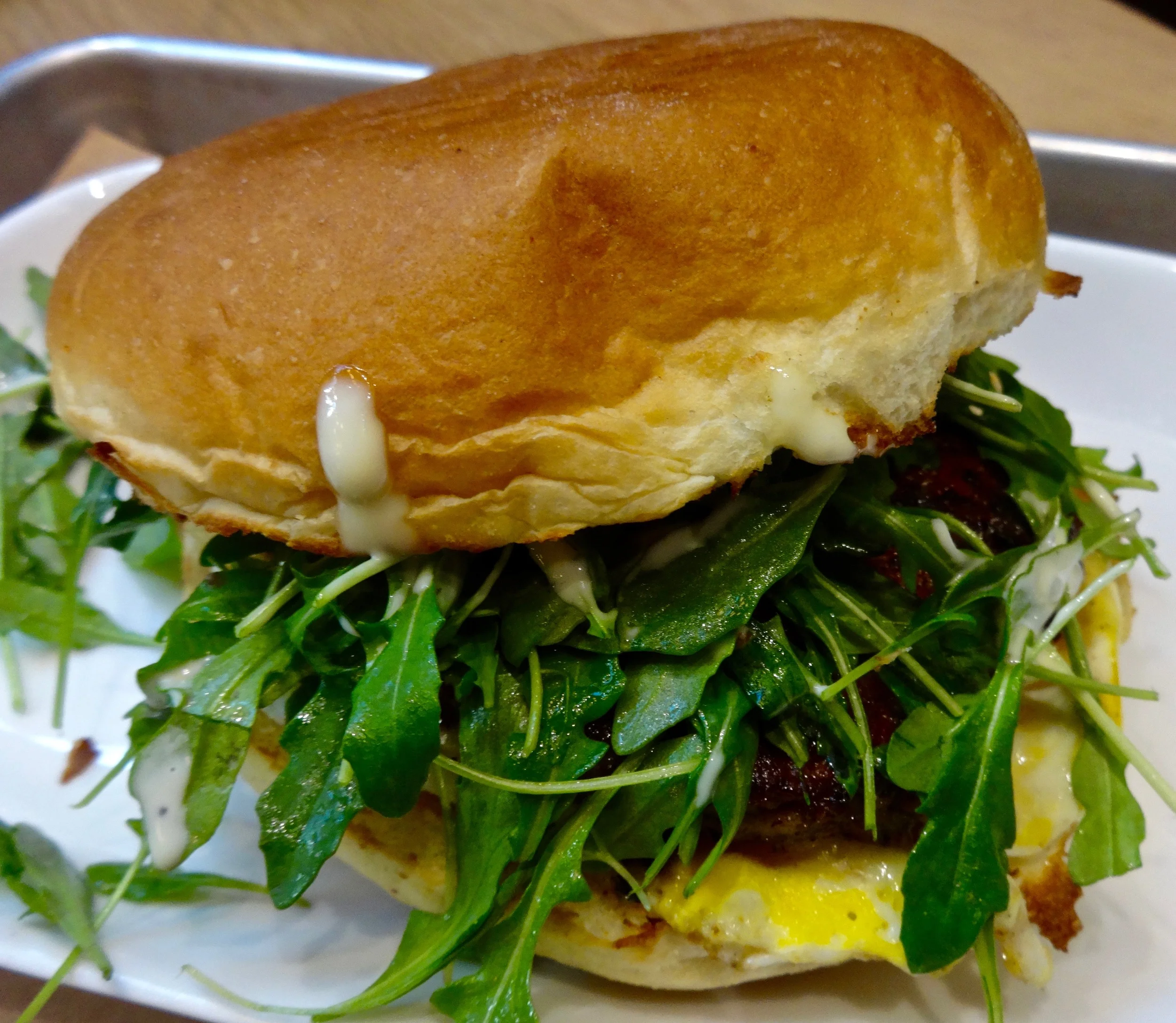 sausage, fried egg and cheese sandwich