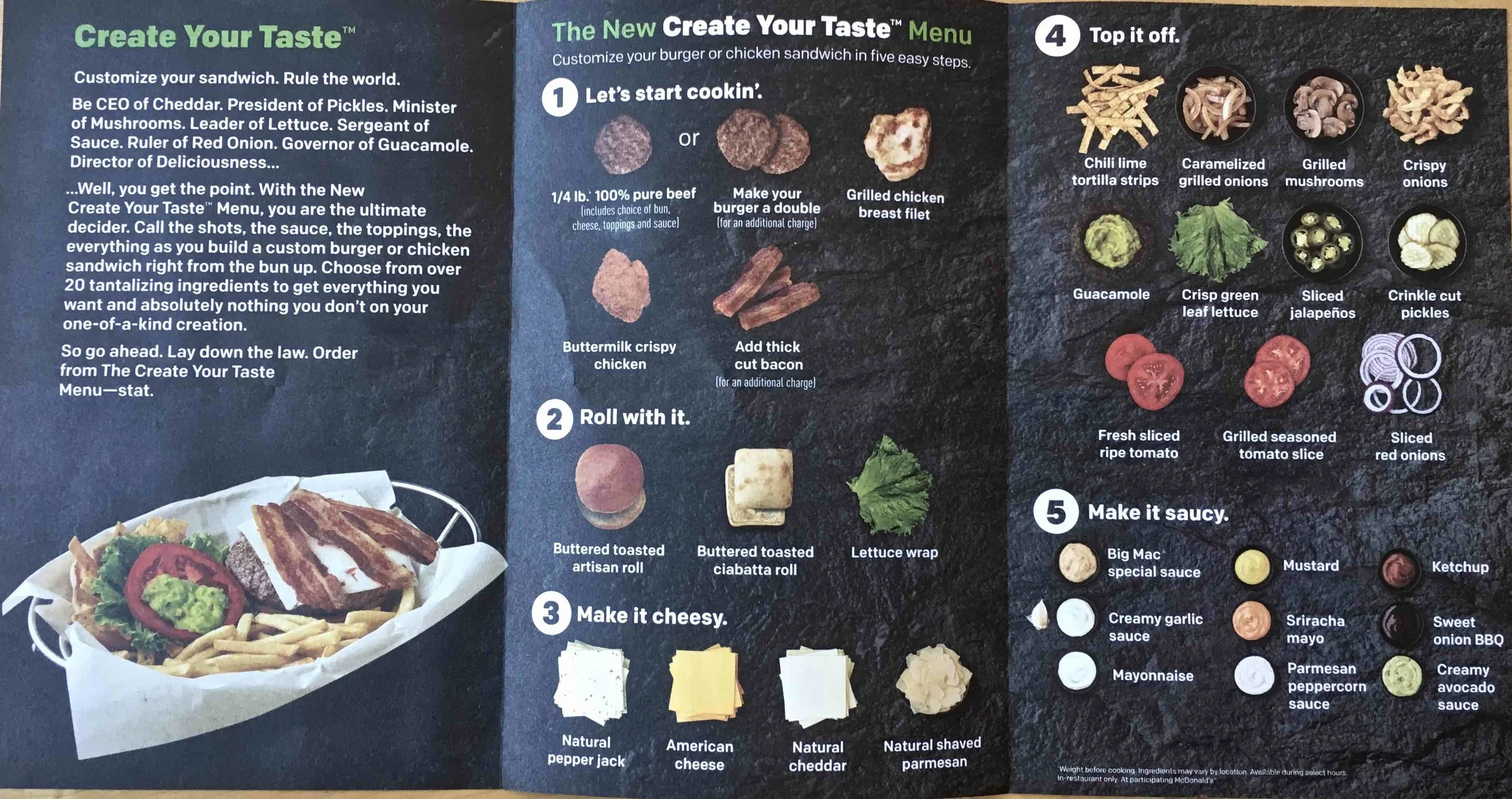 create your own menu at McCafe