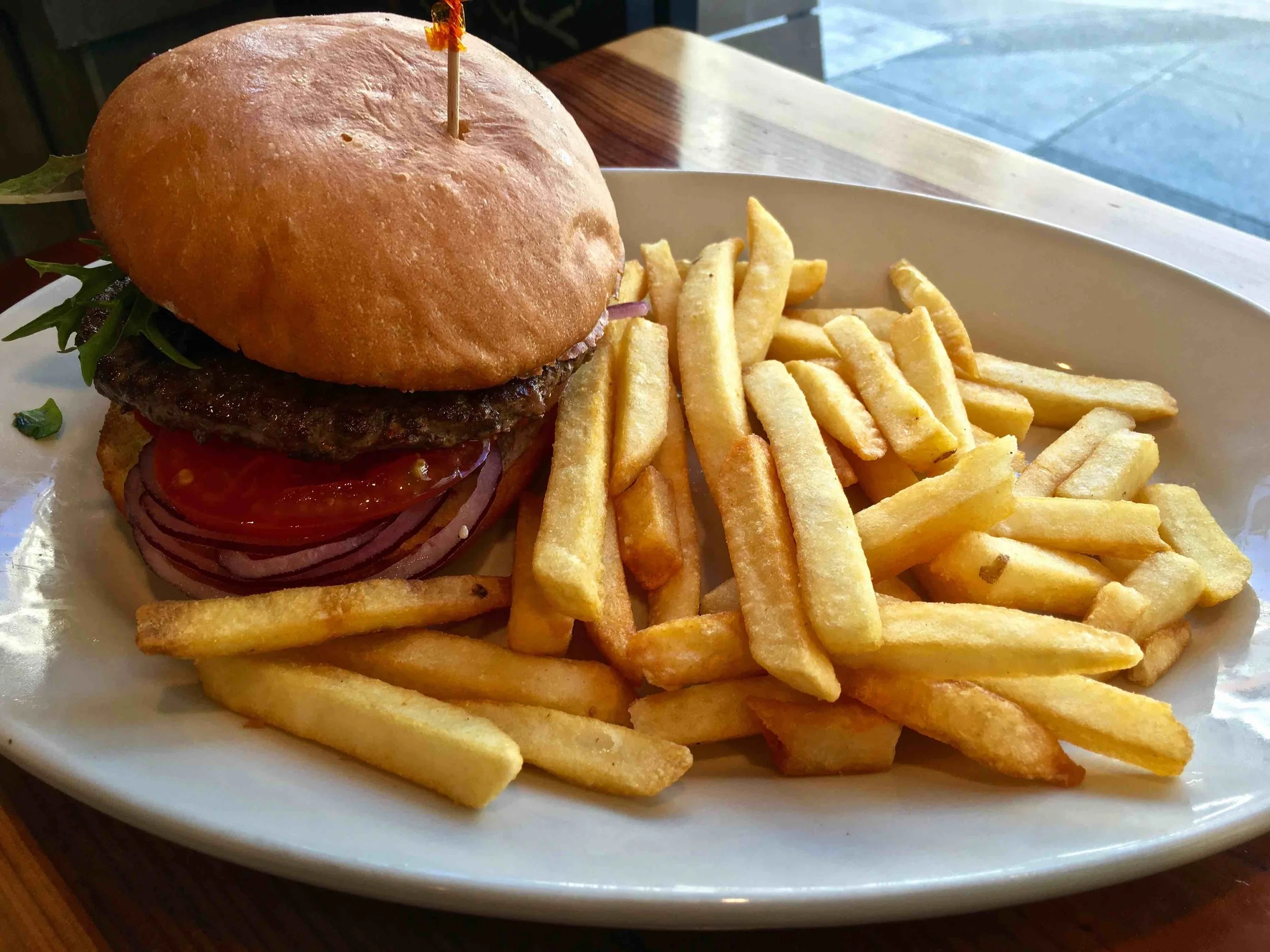 basic burger and fries