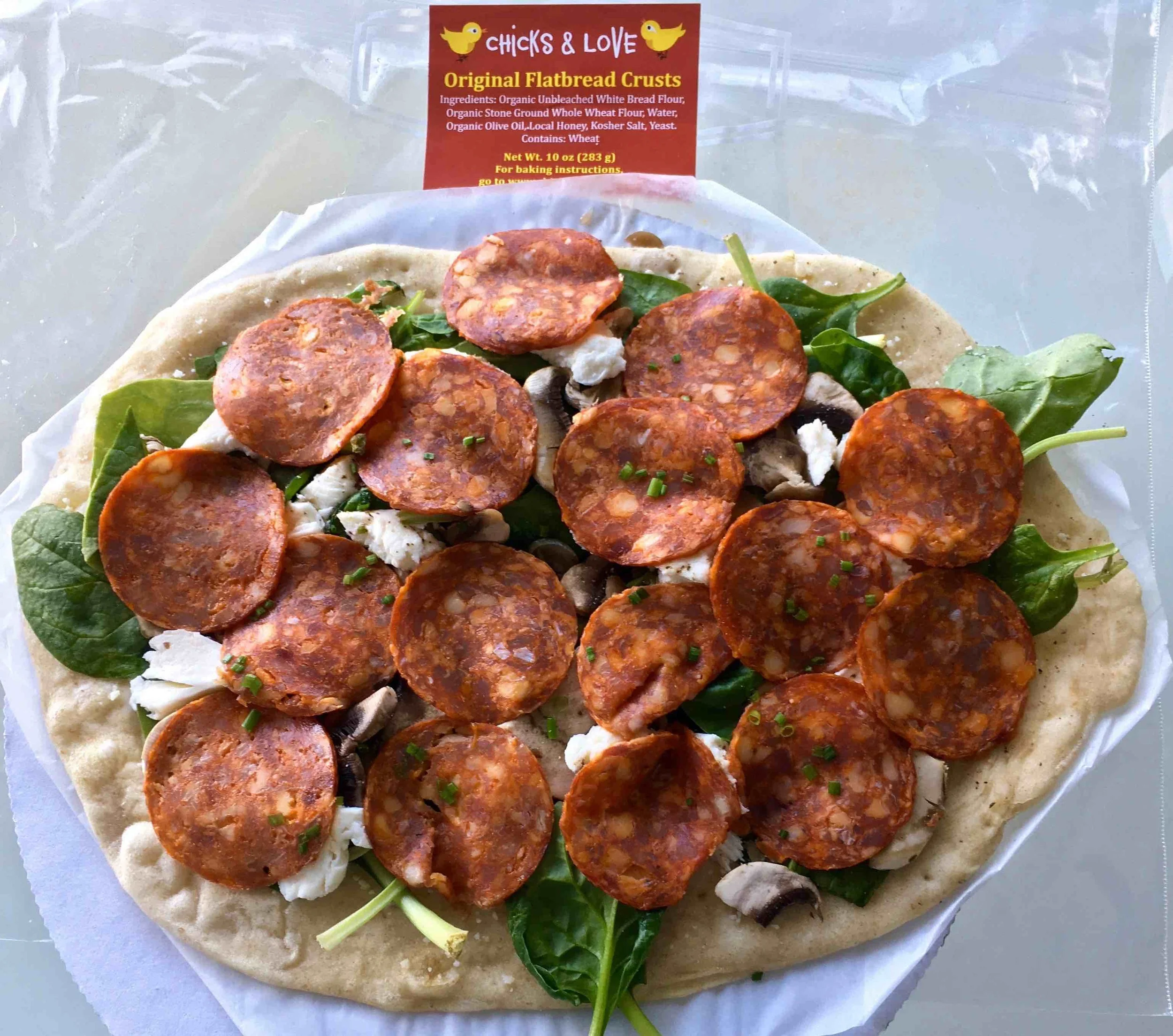 spinach mushroom pizza with pepperoni